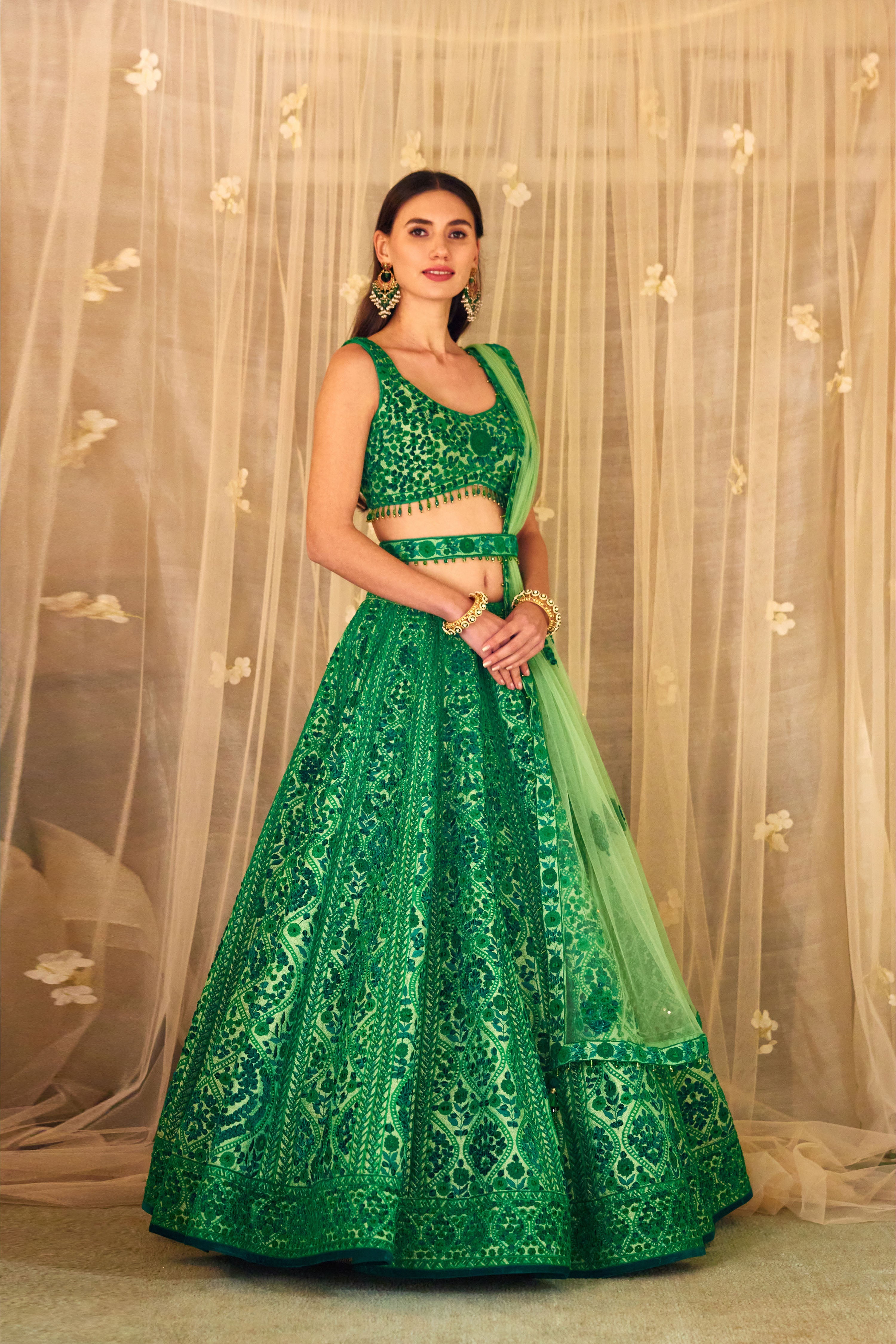 Bottle Green Lehenga Set