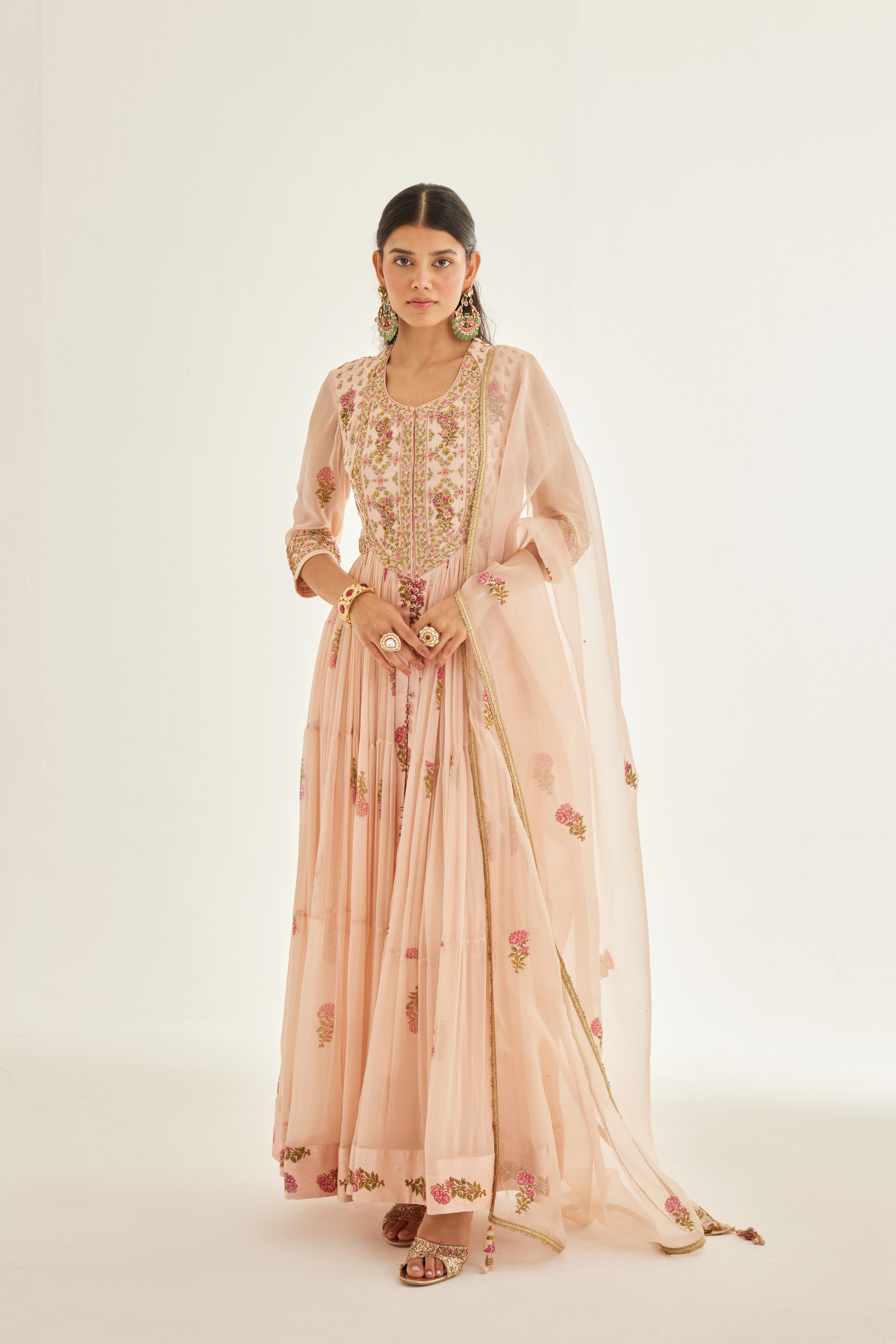 Shell Pink Anarkali Set