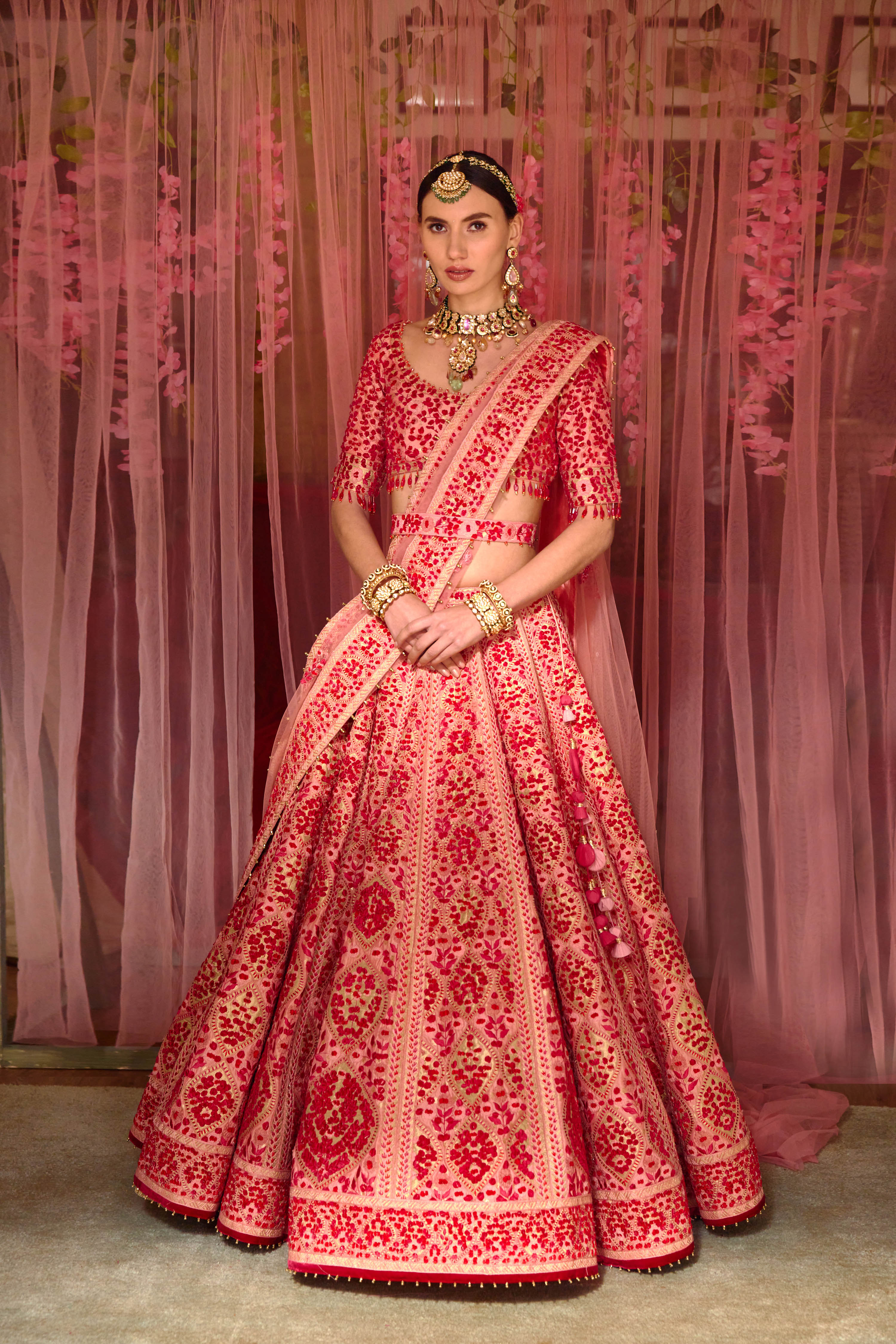 Multicoloured Pink Lehenga Set