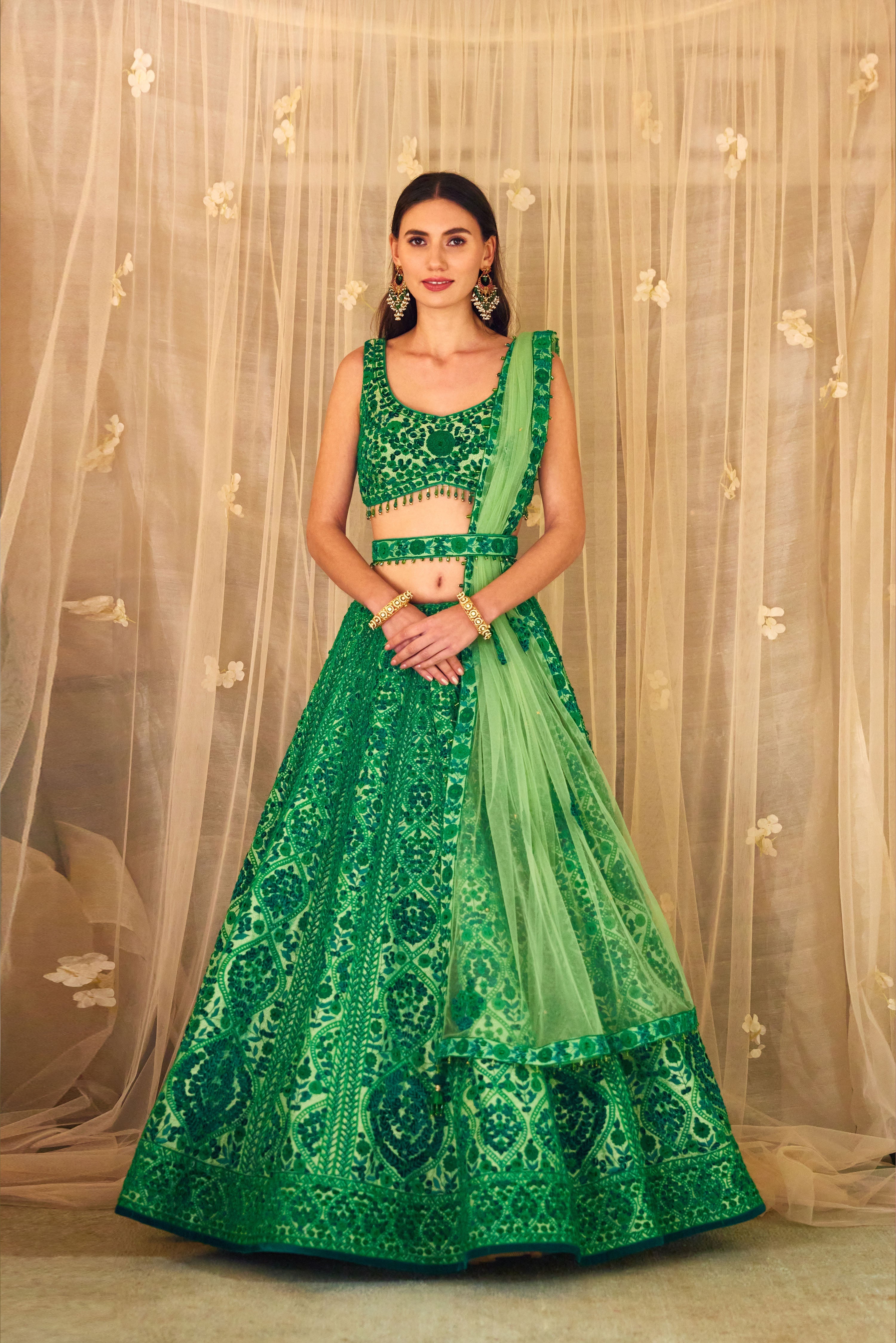 Bottle Green Lehenga Set