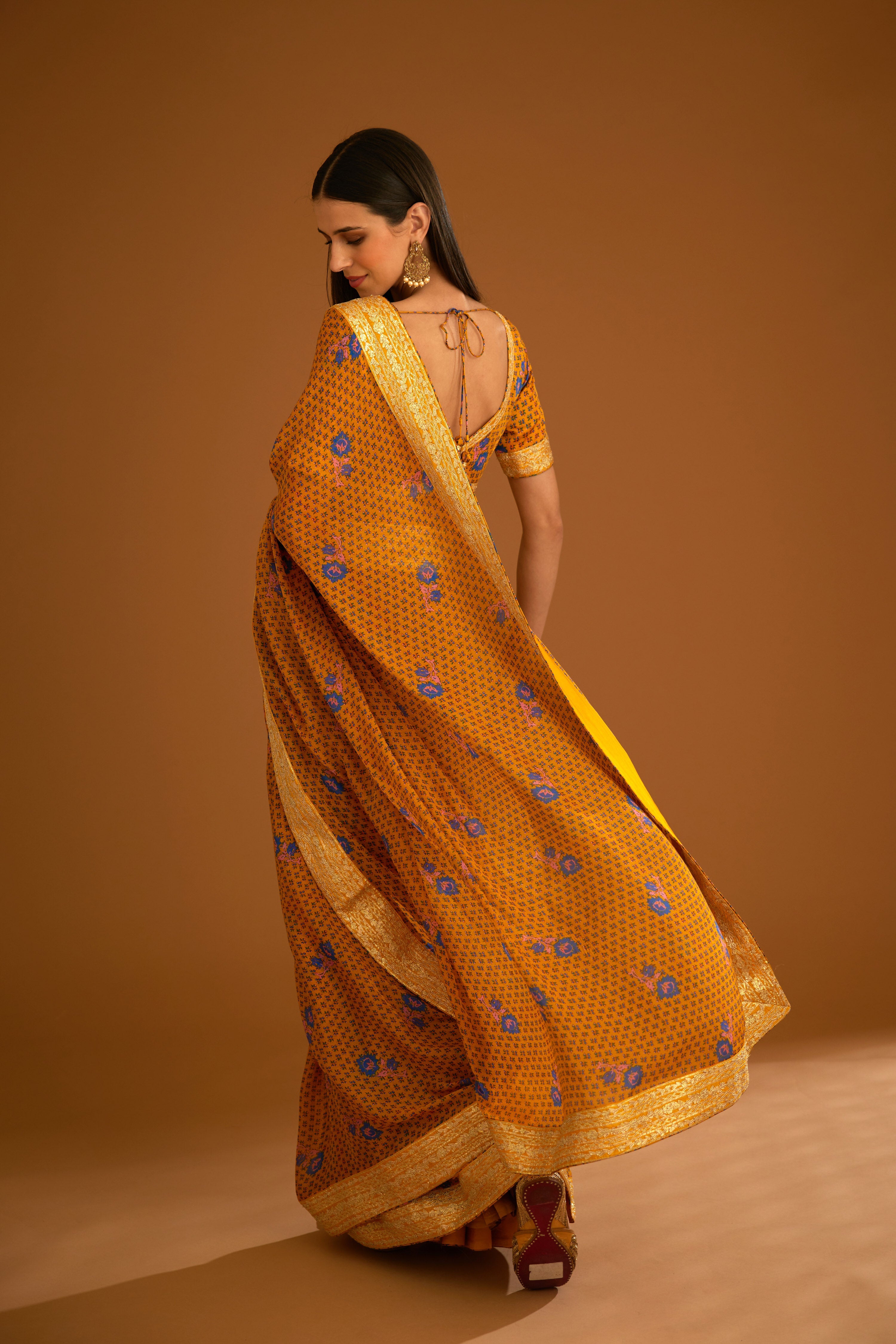 Mustard Yellow Saree Set