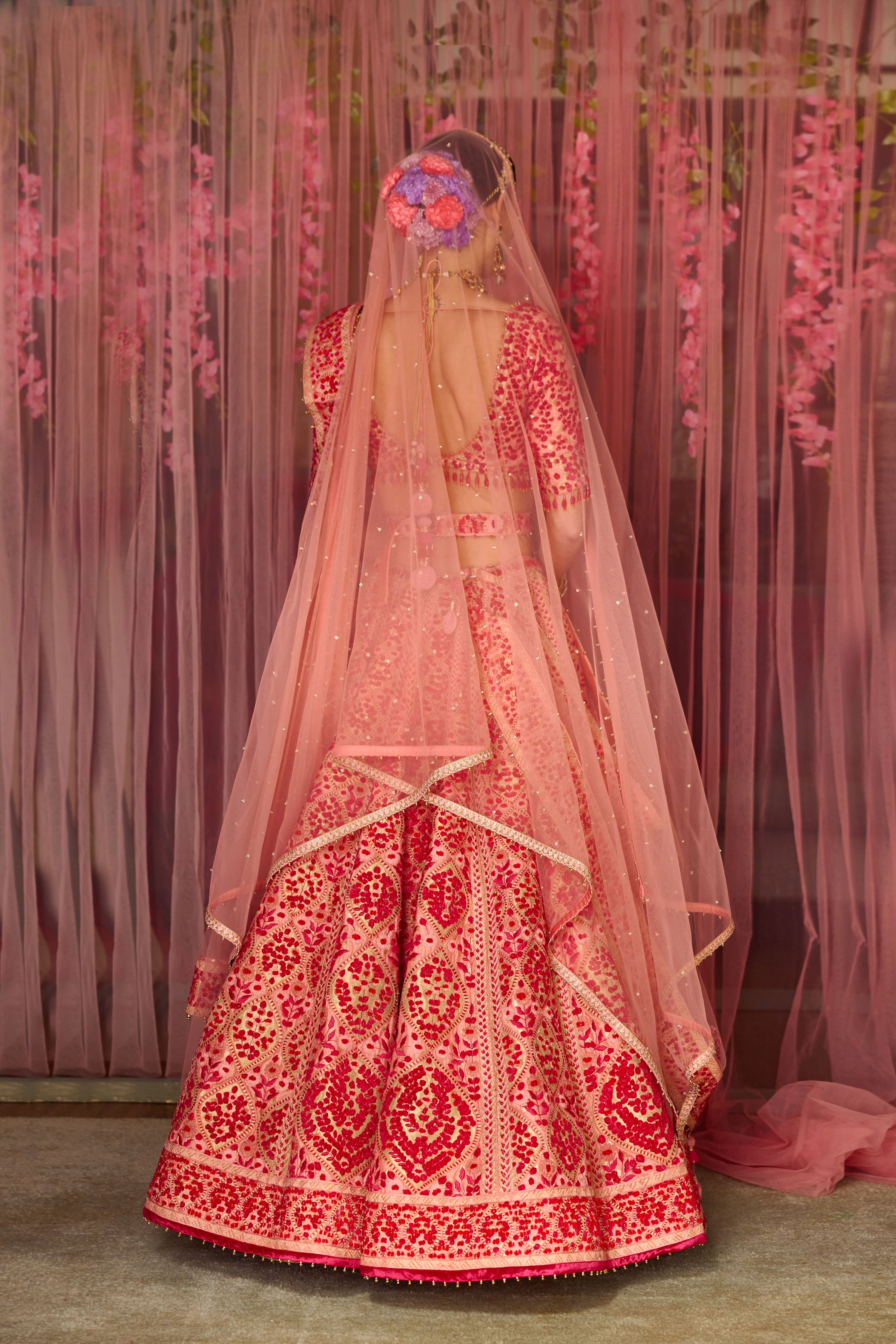 Multicoloured Pink Lehenga Set