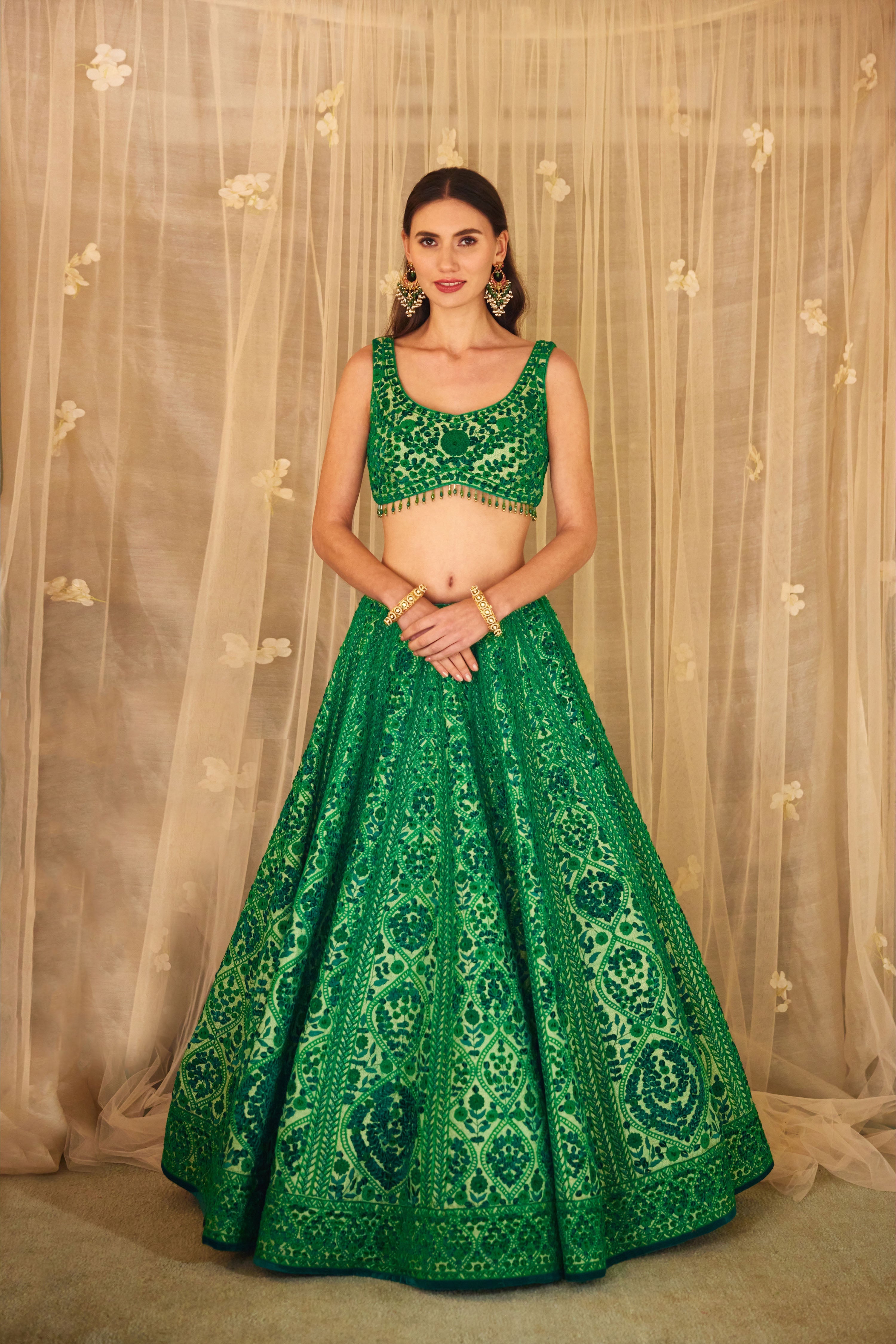 Bottle Green Lehenga Set