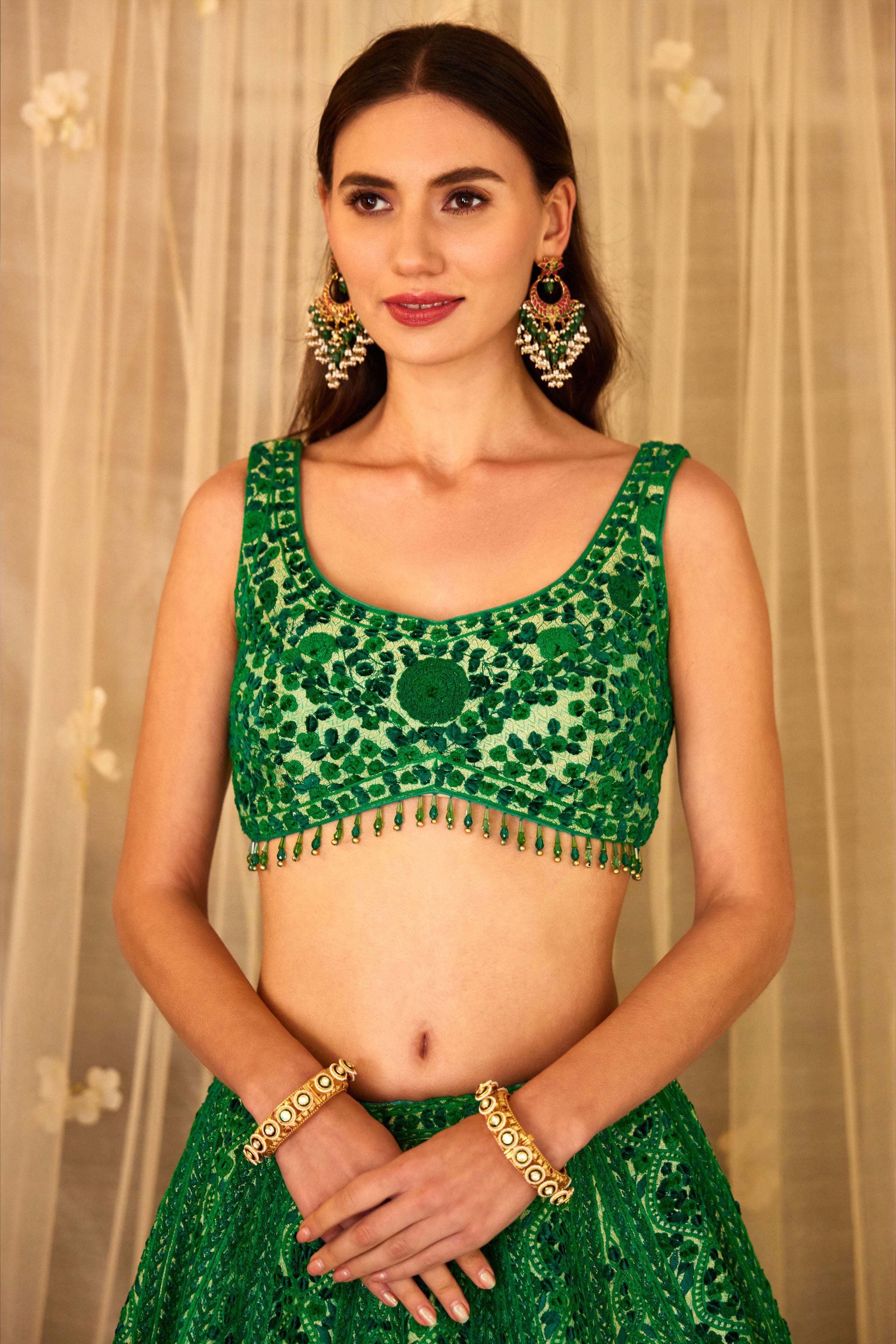 Bottle Green Lehenga Set