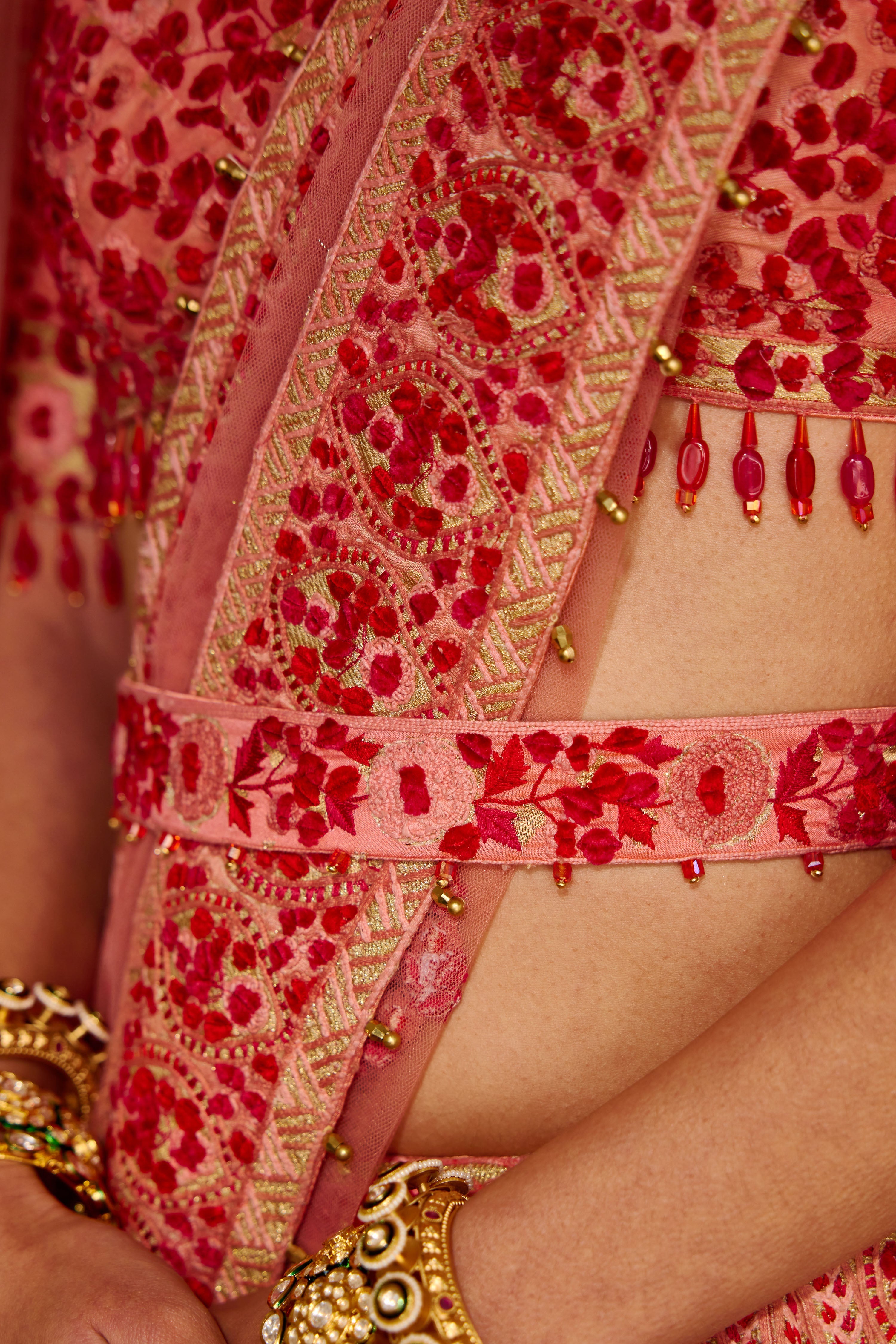 Multicoloured Pink Lehenga Set