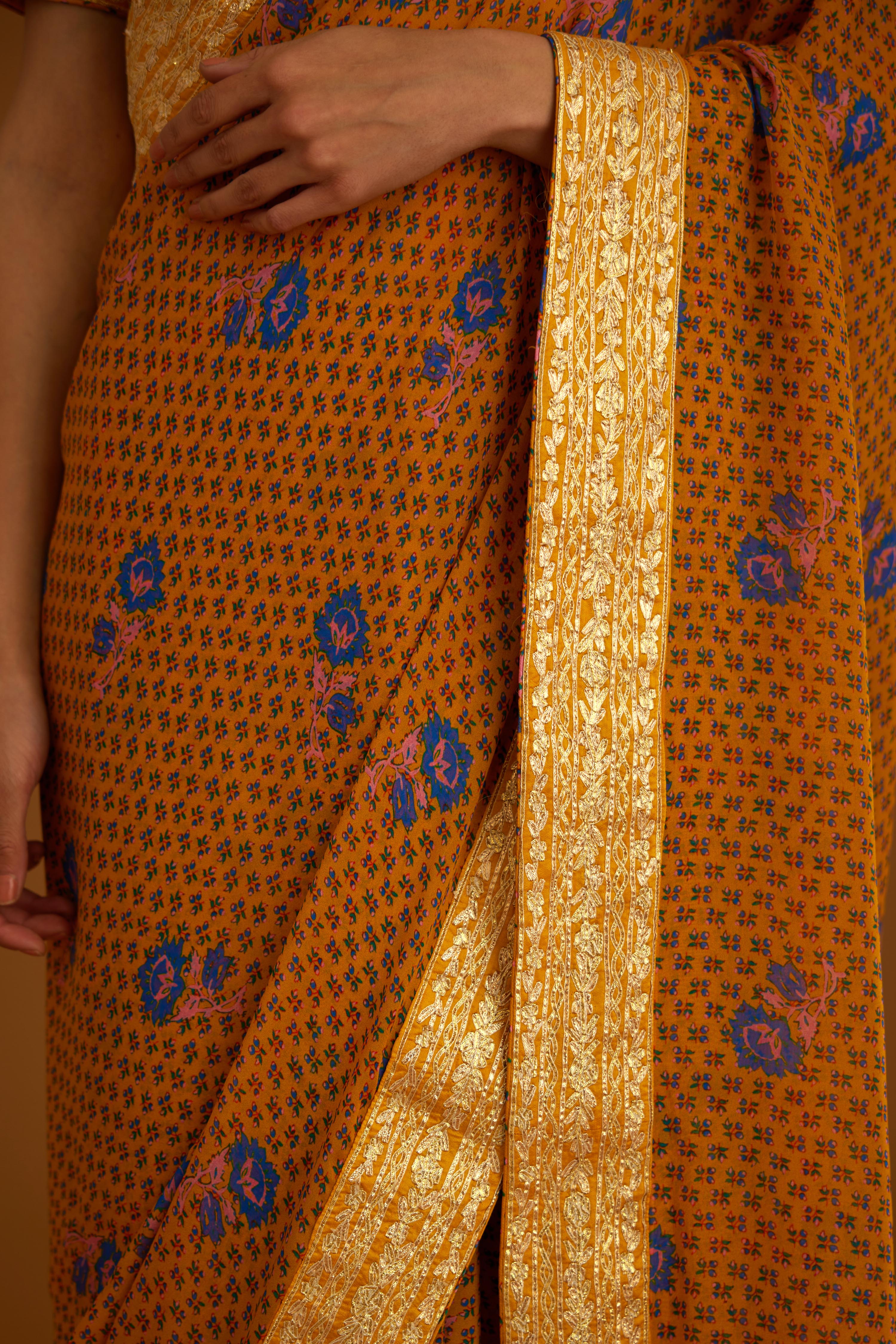 Mustard Yellow Saree Set
