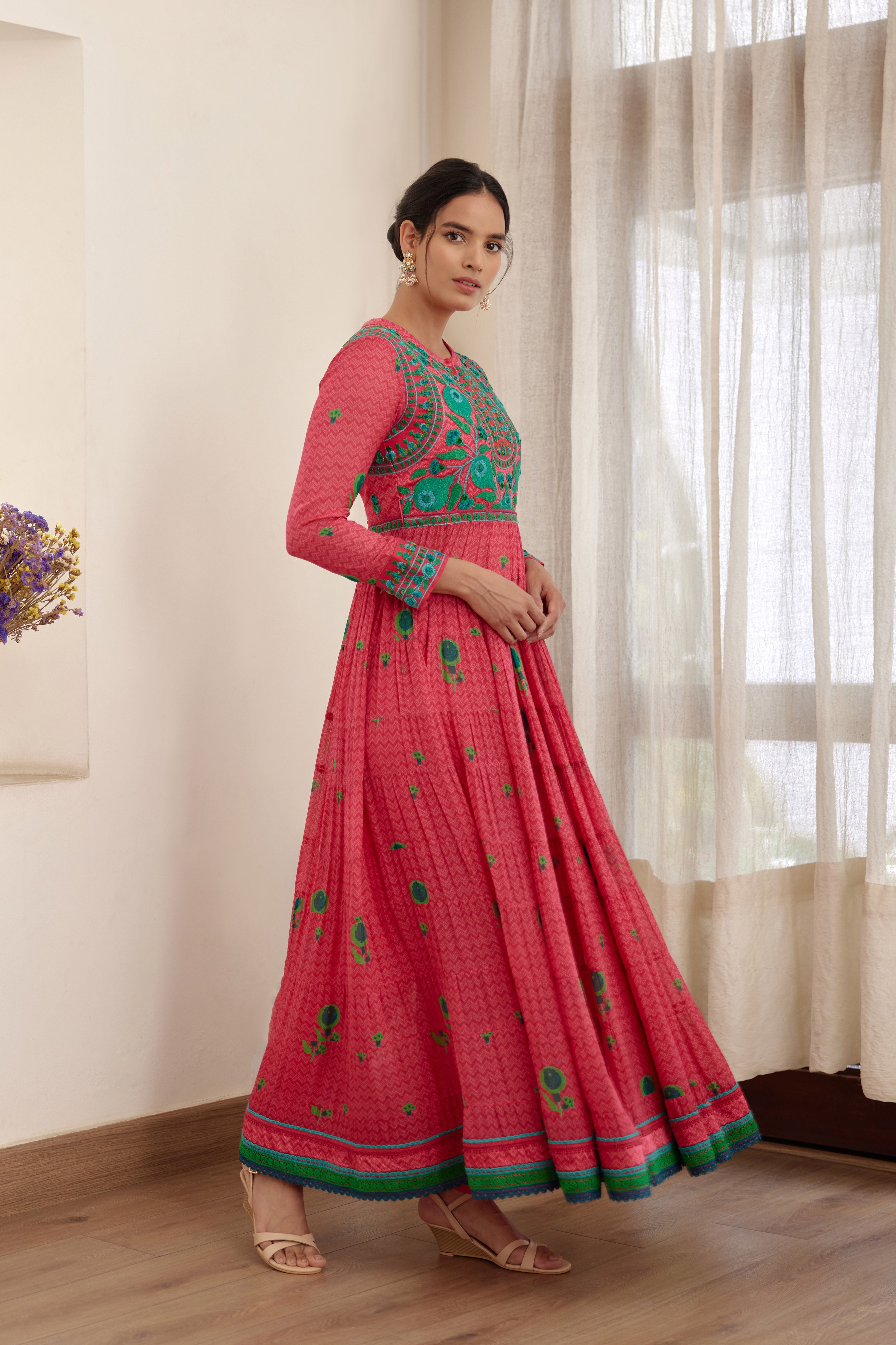 Red Anarkali Set