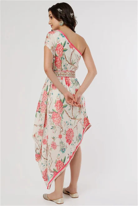 Prerna One shoulder dress with belt