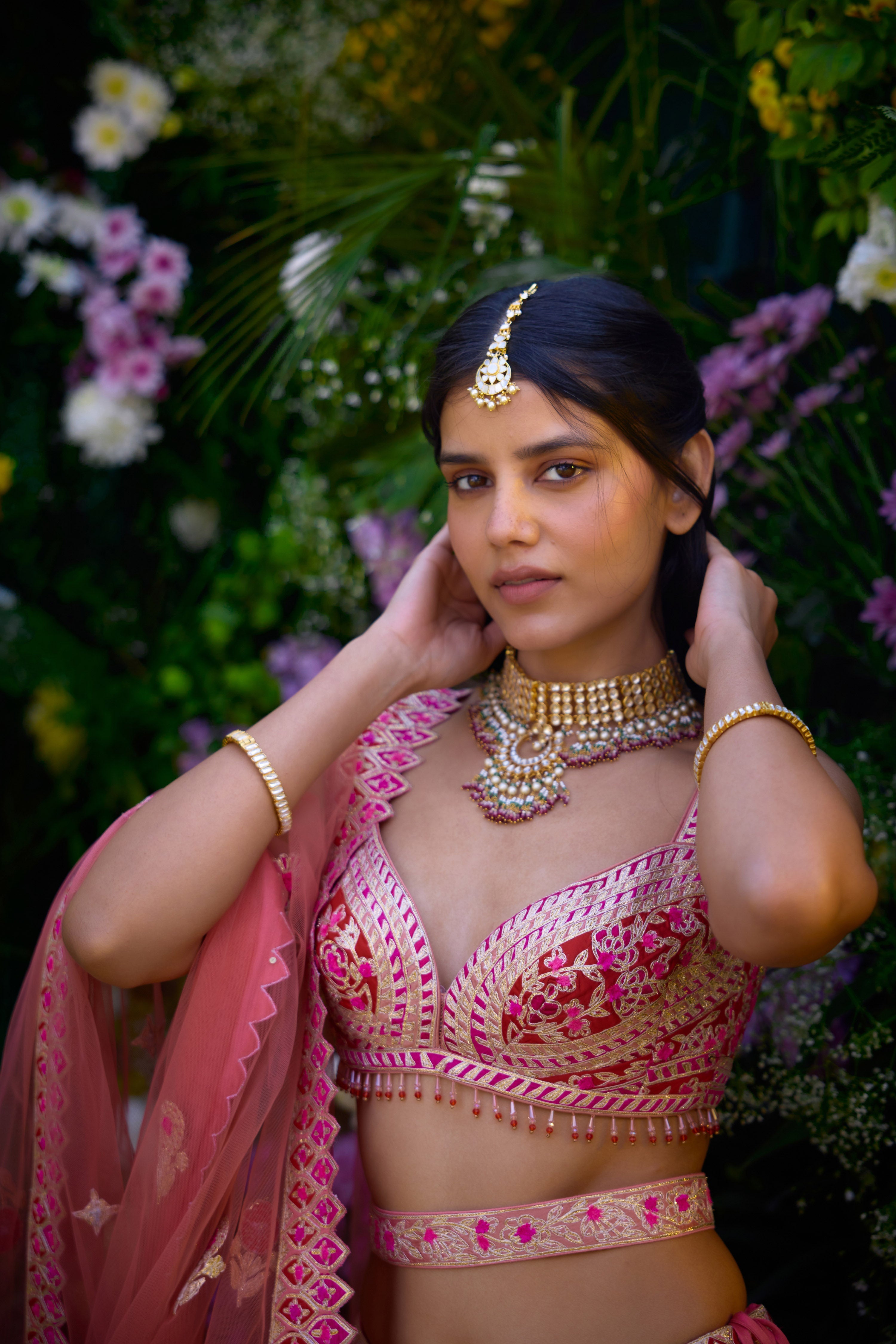 Peach Pink Lehenga Set