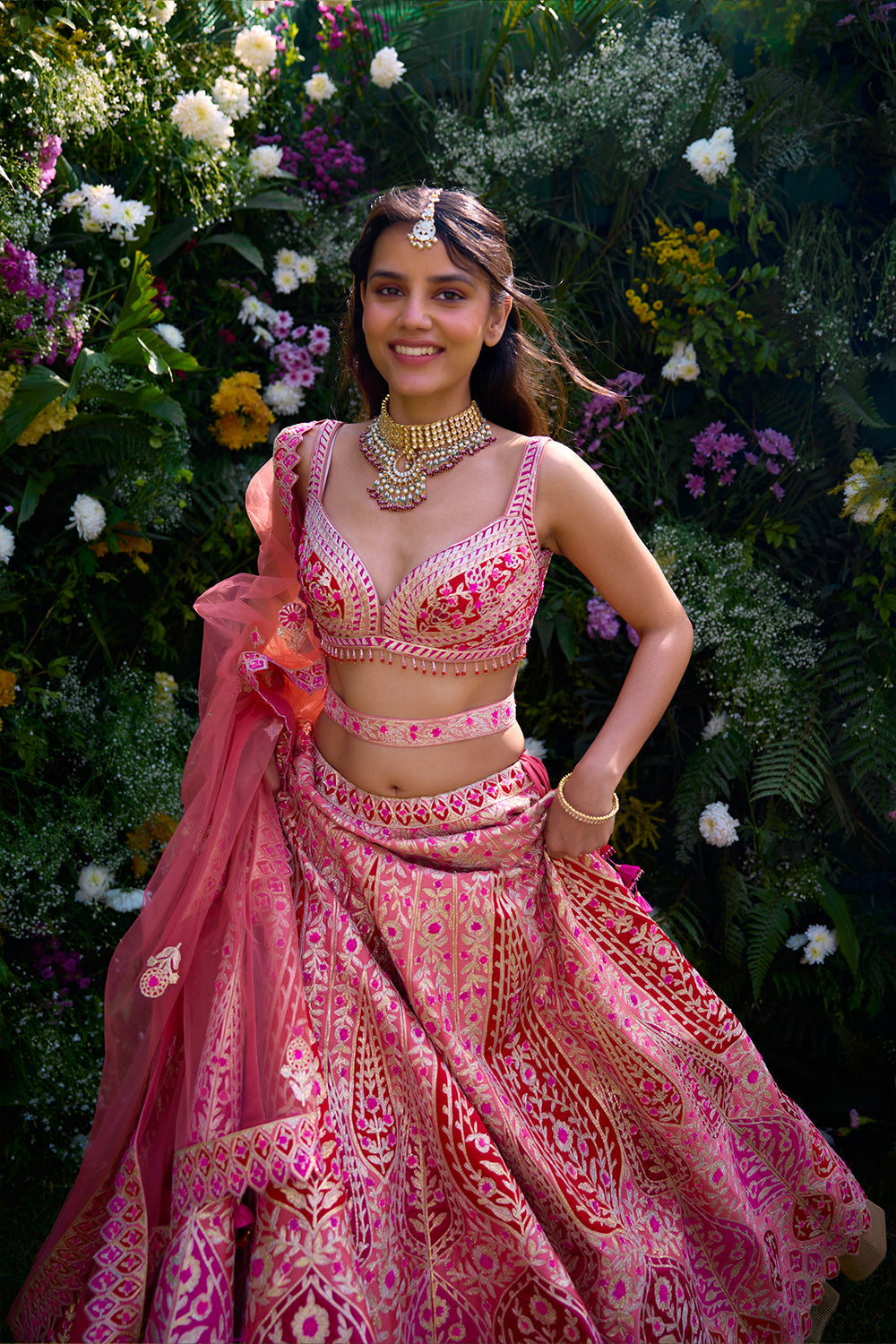 Peach Pink Lehenga Set