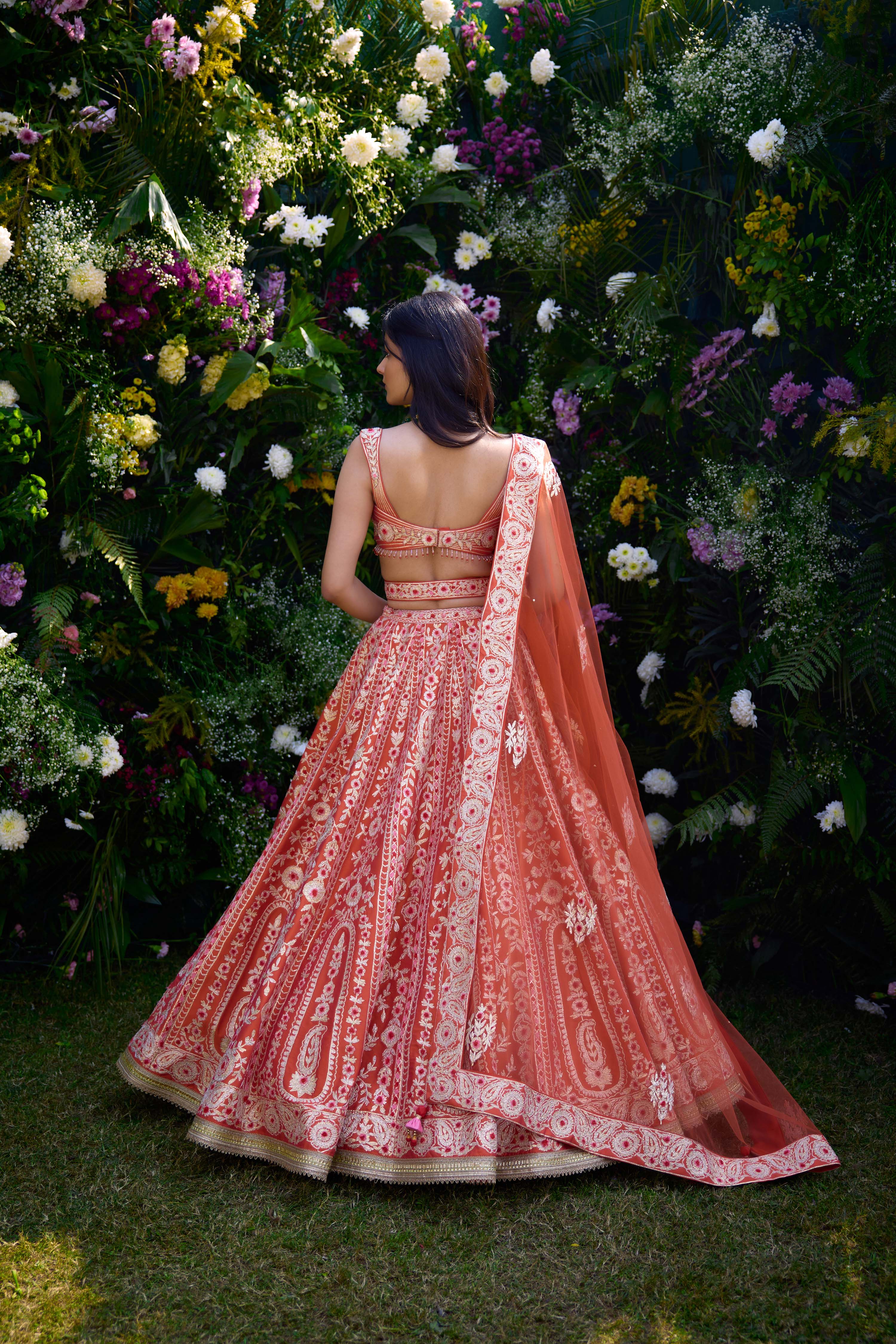 Vermilion Orange Lehenga Set
