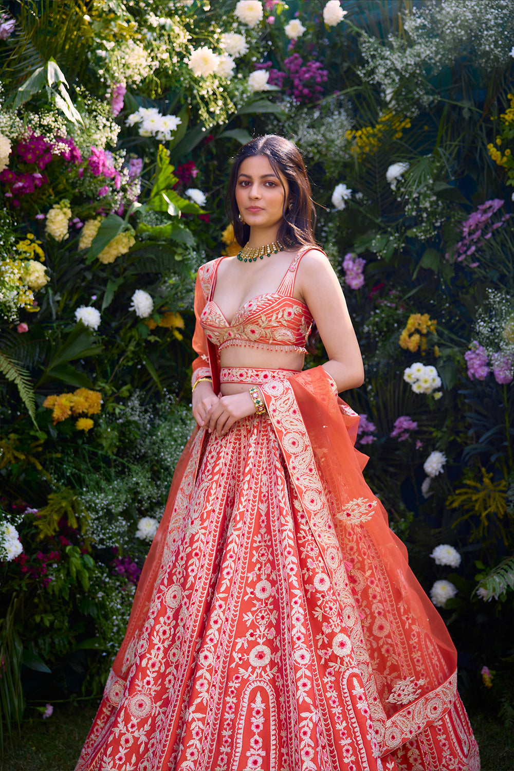 Vermilion Orange Lehenga Set
