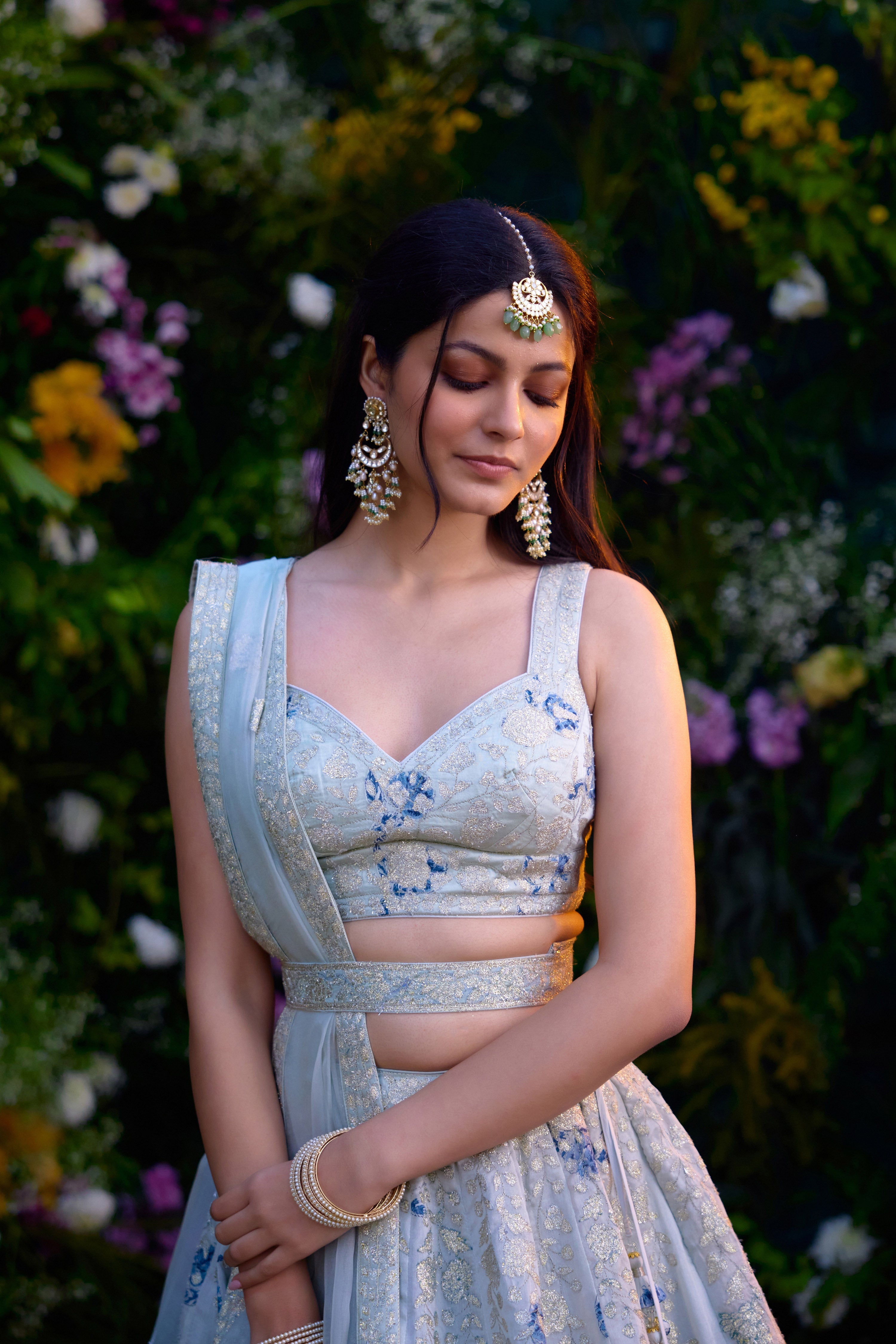 Illusion Blue Lehenga Set