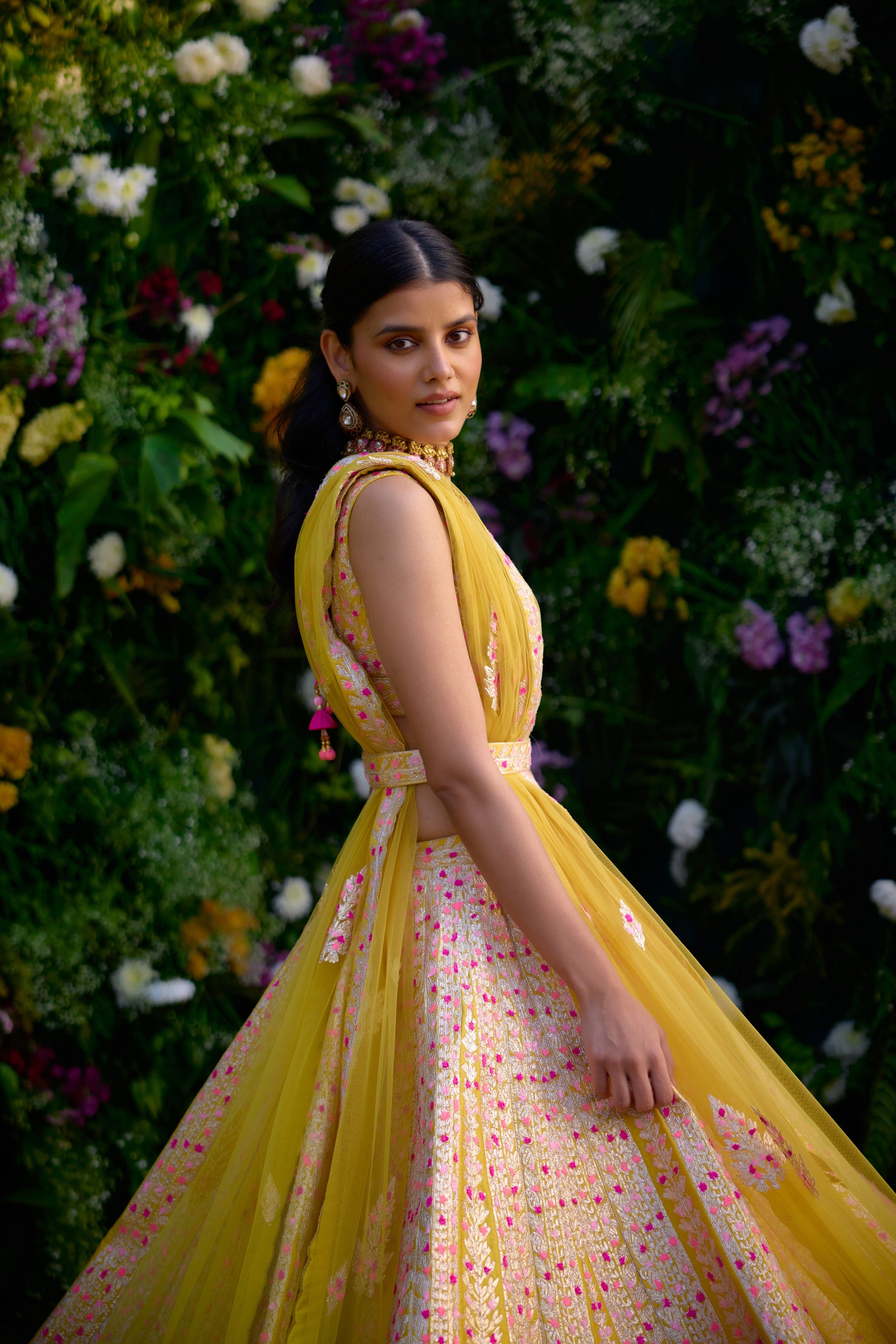 Spectra Yellow Lehenga Set