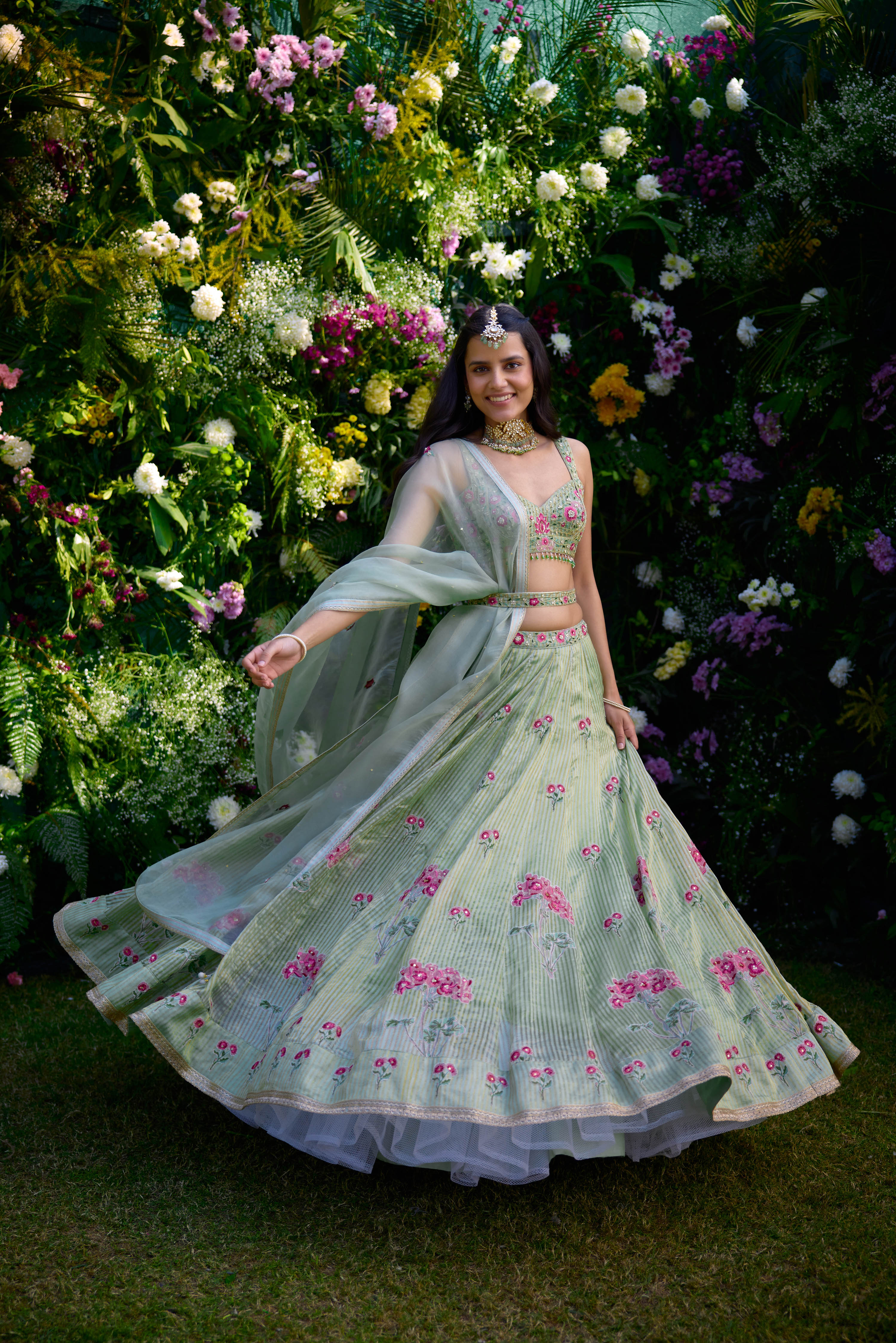 Smoke Green Lehenga Set