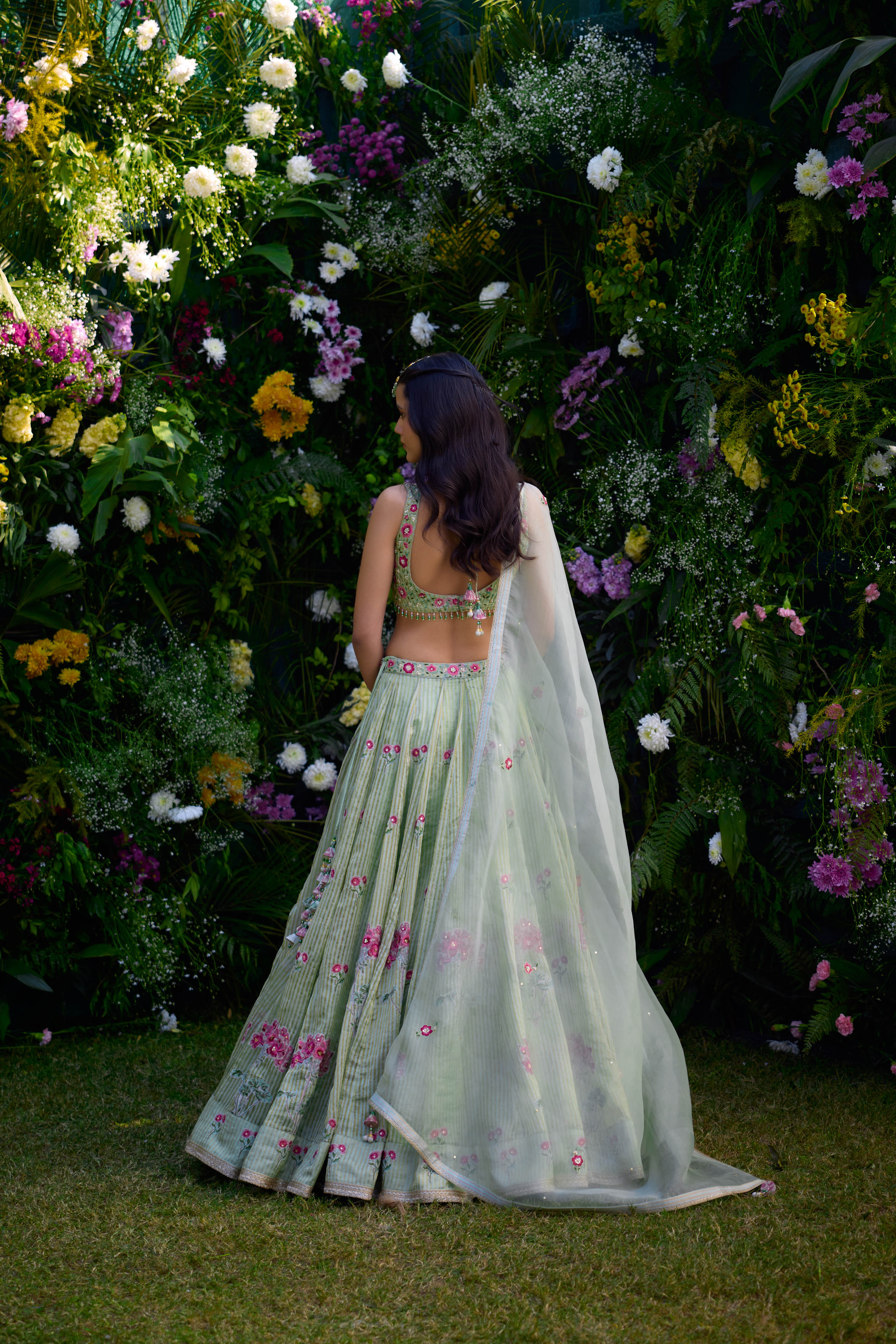 Smoke Green Lehenga Set