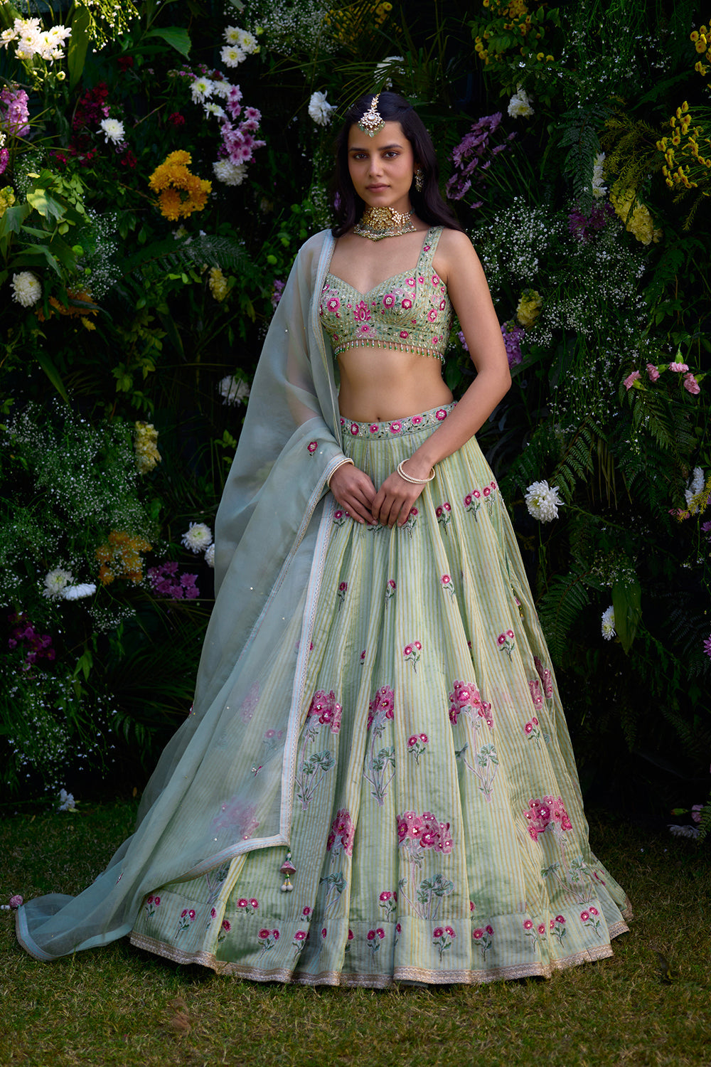 Smoke Green Lehenga Set
