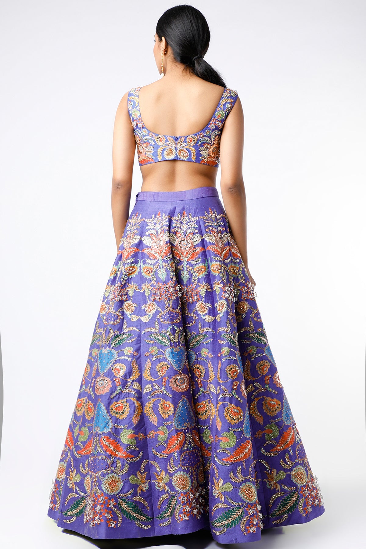 Aanya - Violet Raw Silk Lehenga Set