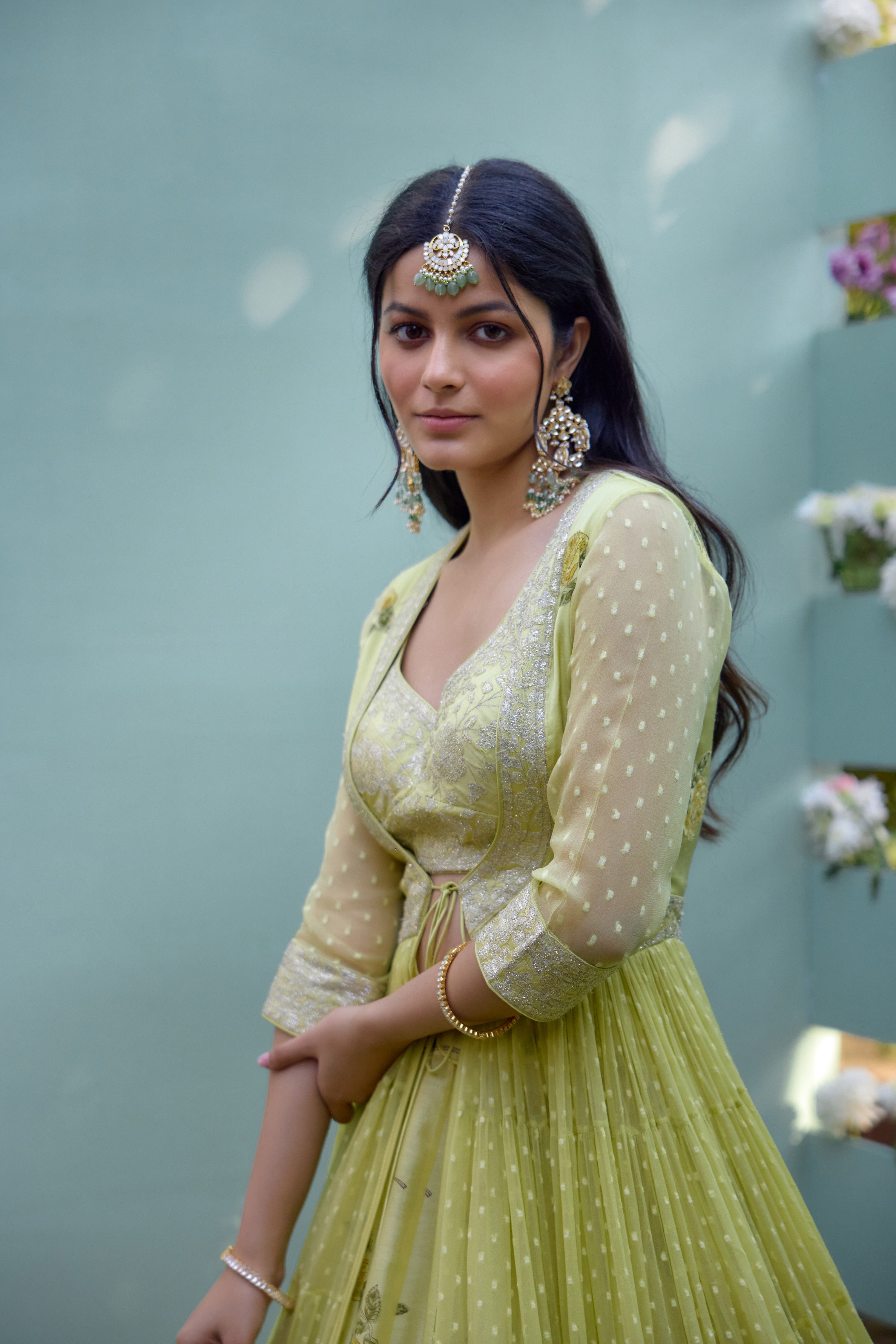 Canary Yellow Angrakha Skirt Set