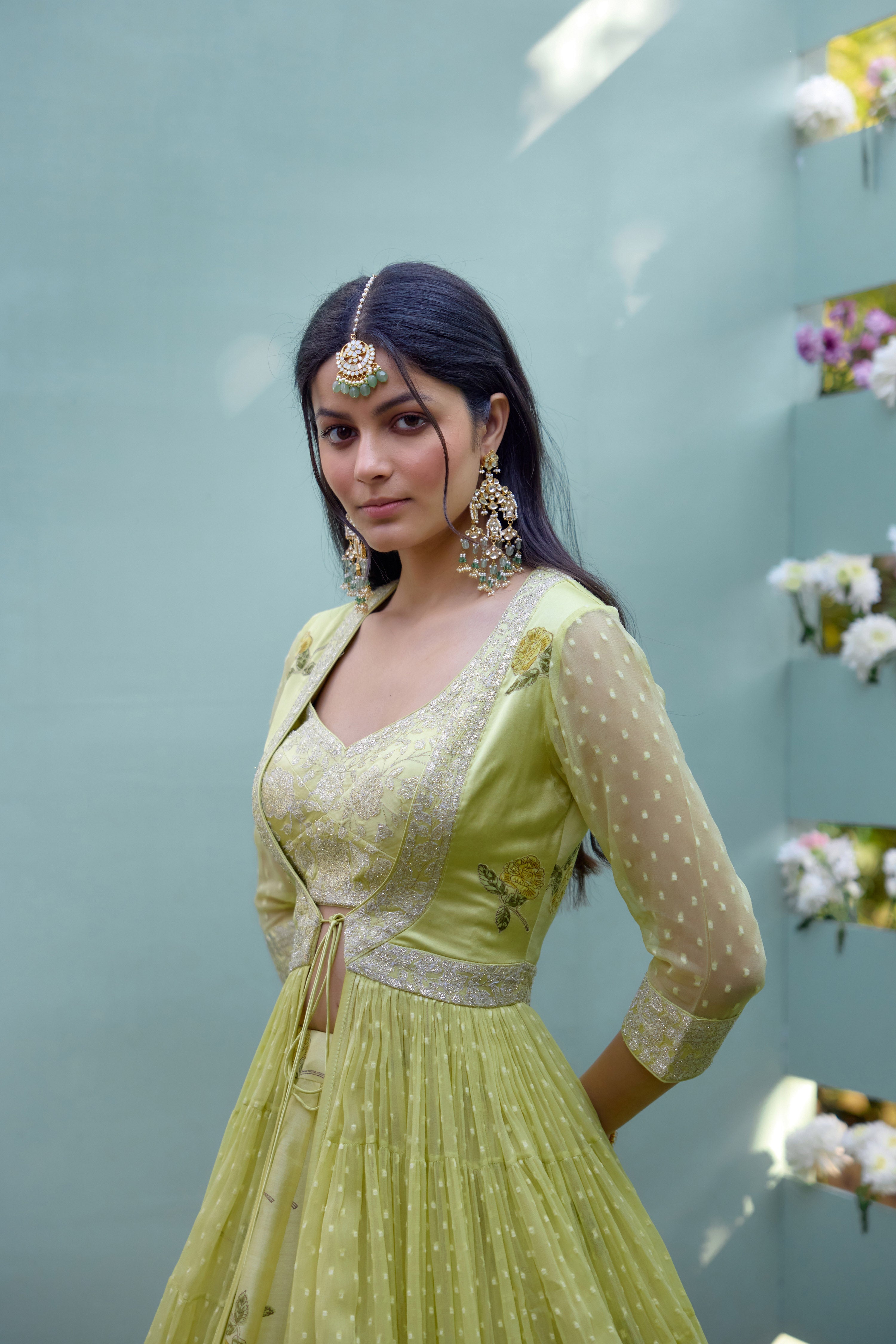 Canary Yellow Angrakha Skirt Set