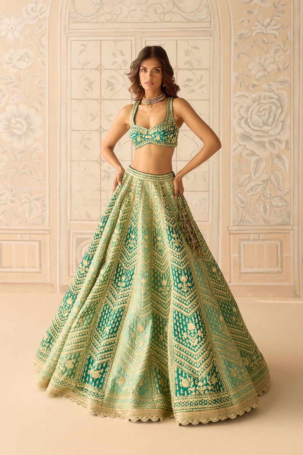 Mist Teal Green Lehenga Set.