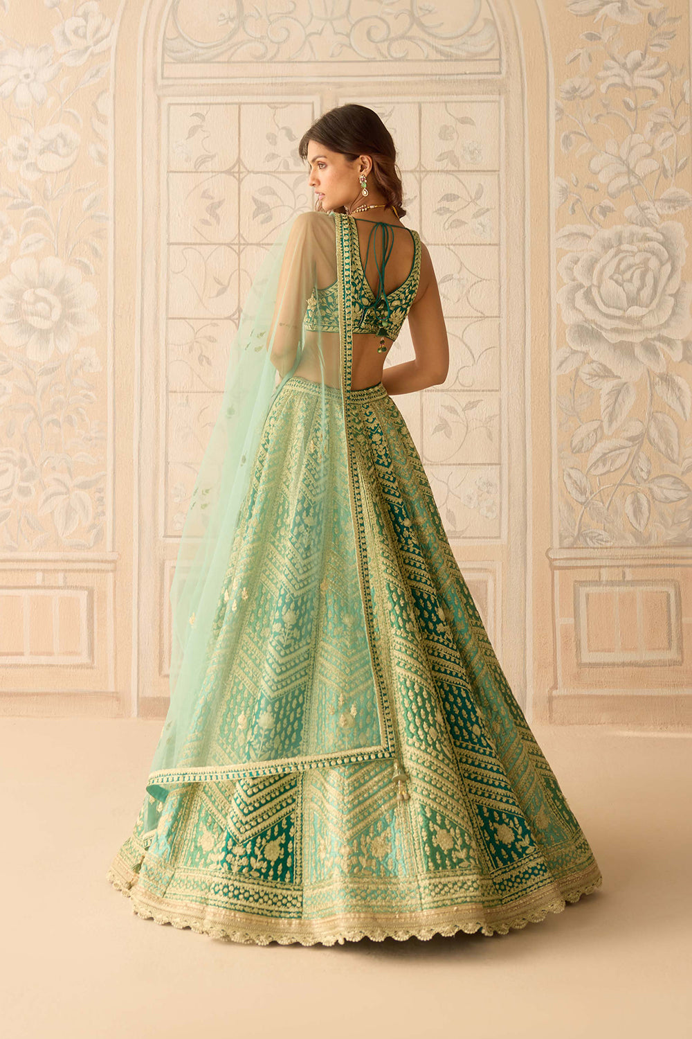 Mist Teal Green Lehenga Set.