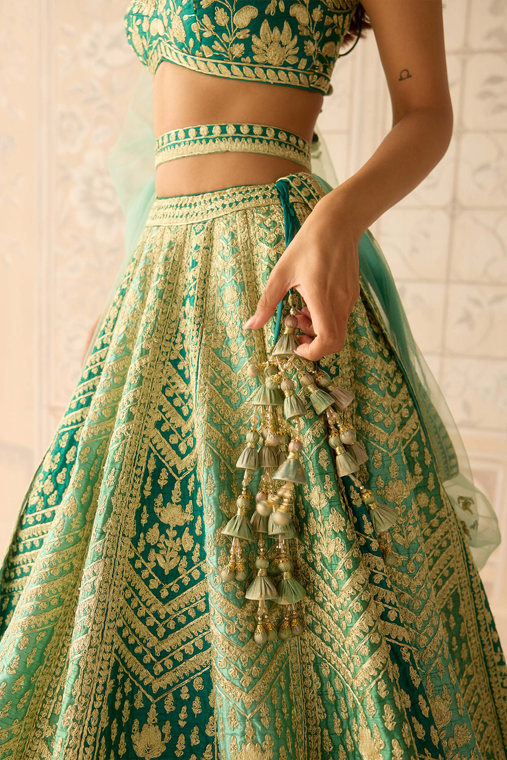 Mist Teal Green Lehenga Set.