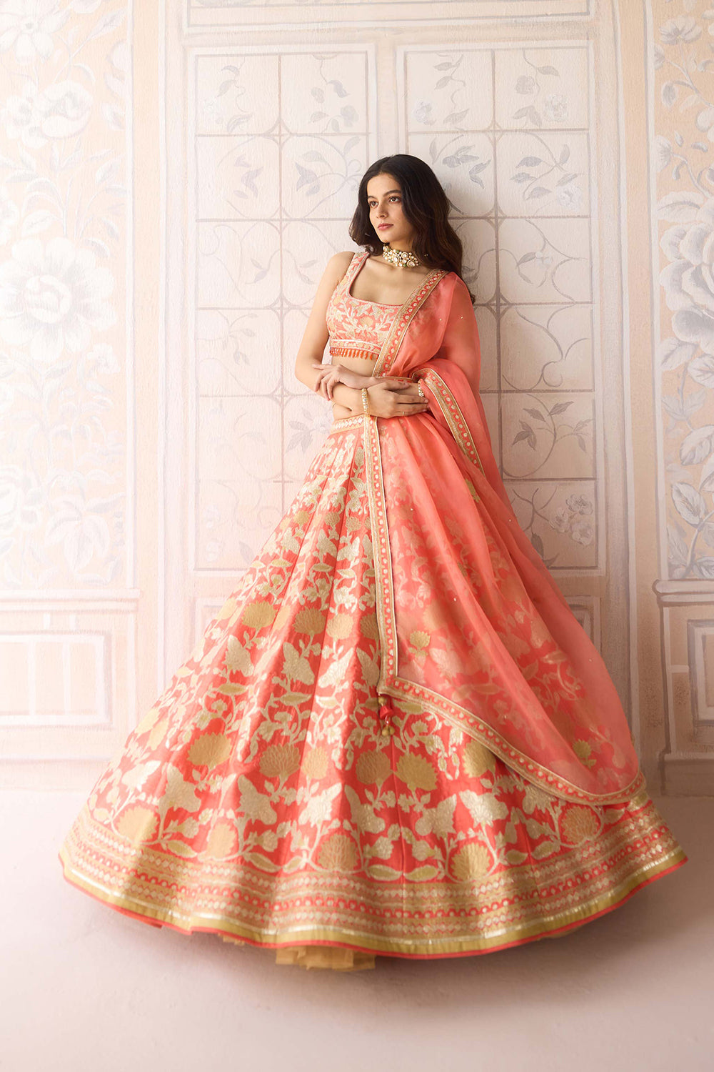 Coral Orange Lehenga Set.