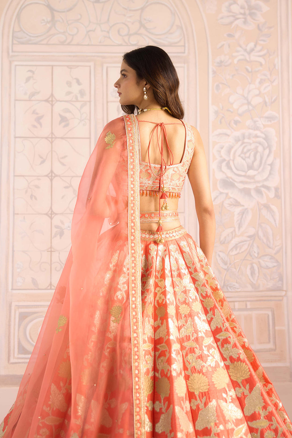 Coral Orange Lehenga Set.