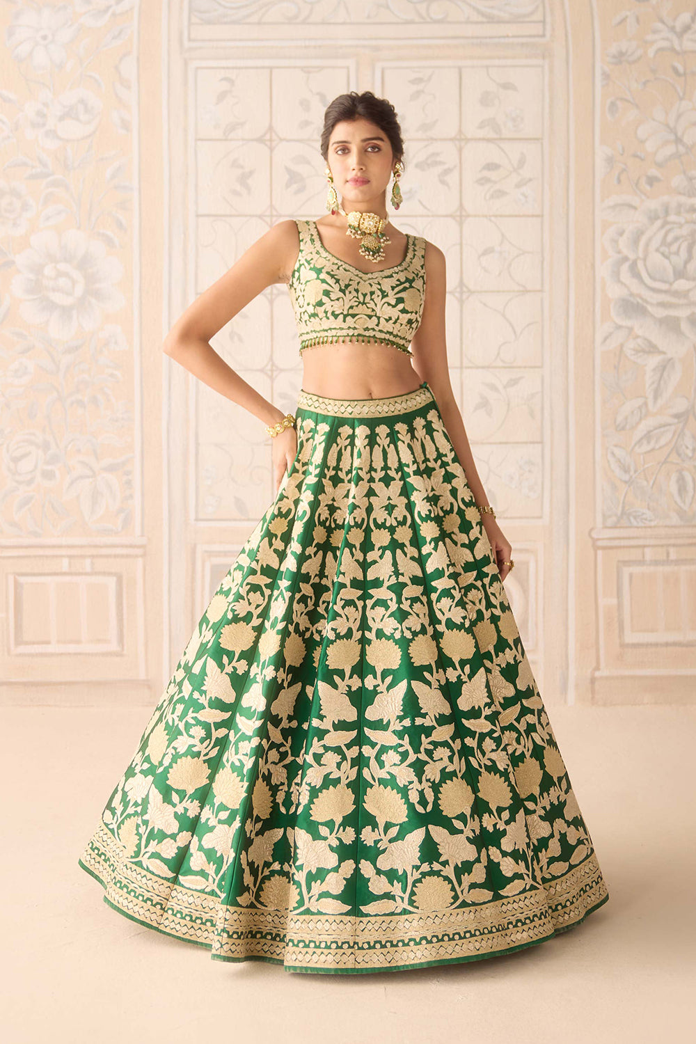 Dark Green Lehenga Set.