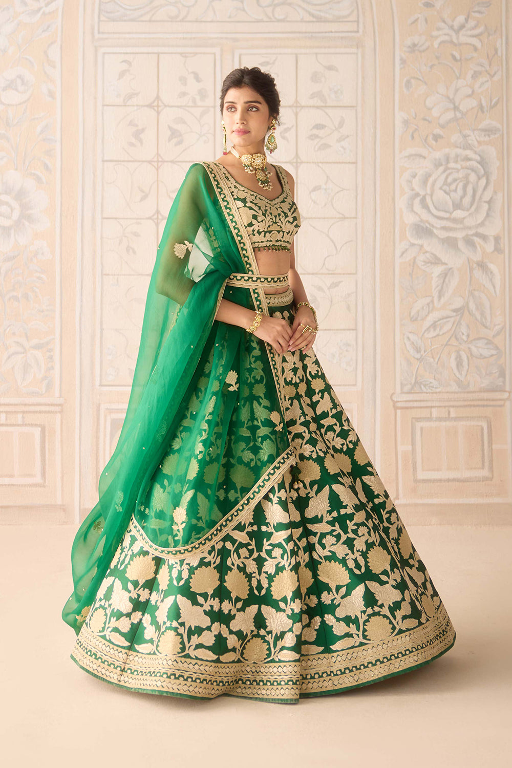 Dark Green Lehenga Set.