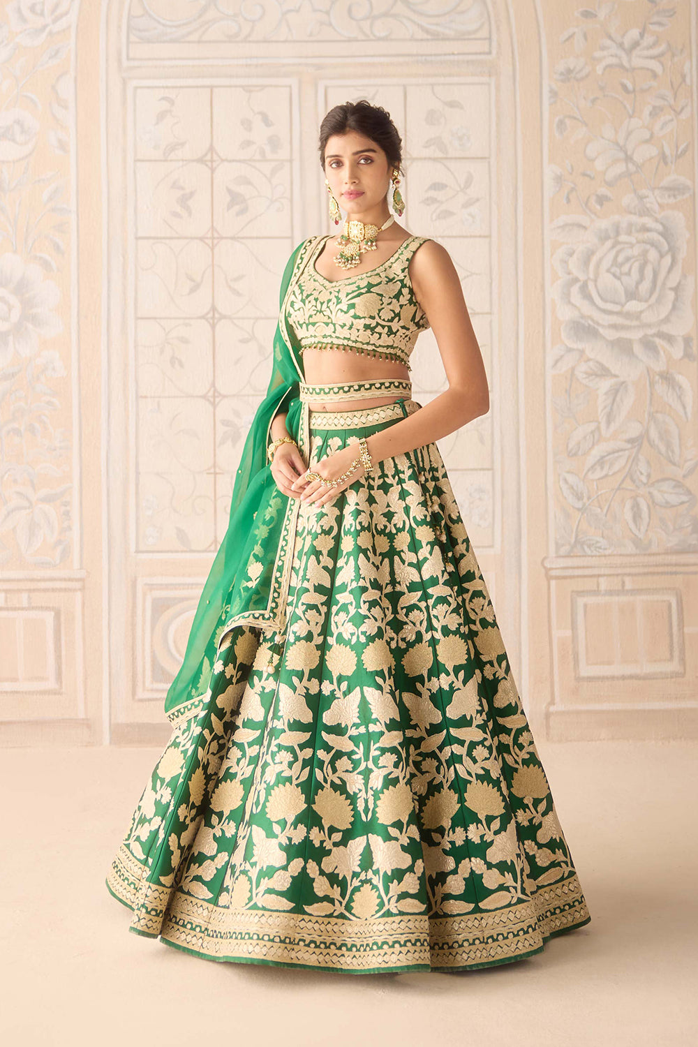 Dark Green Lehenga Set.