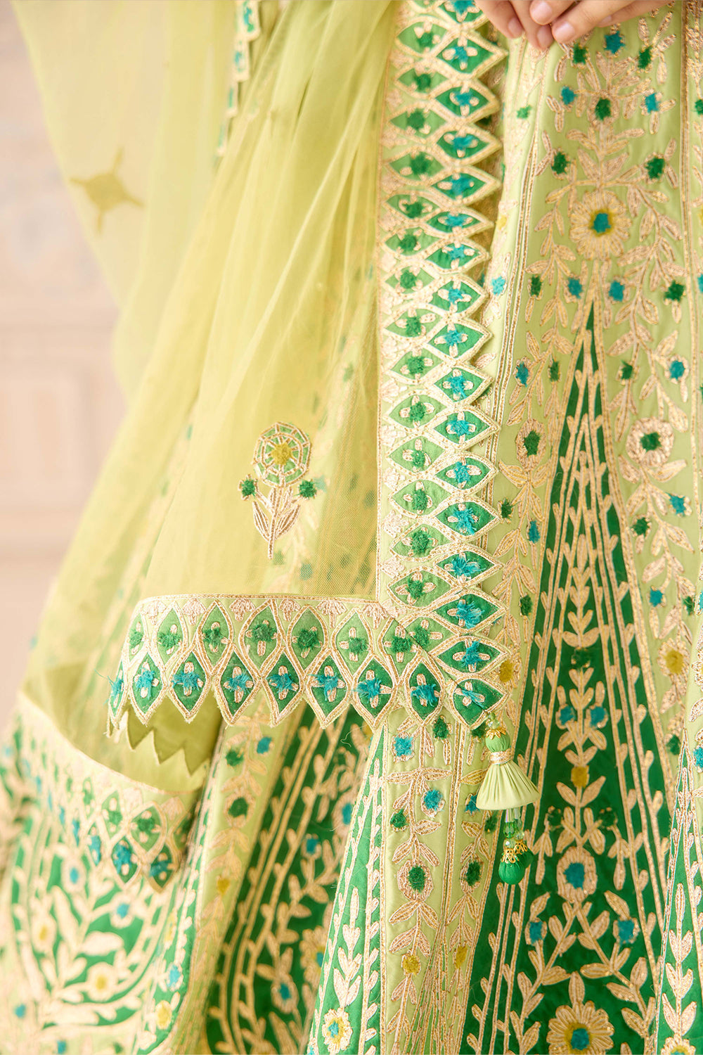 Butterfly Green Lehenga Set.