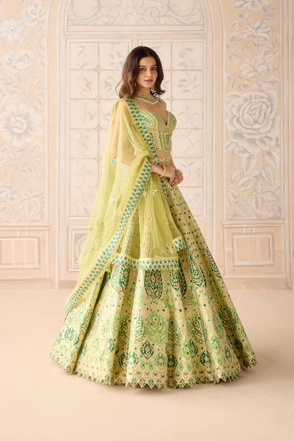 Butterfly Green Lehenga Set.