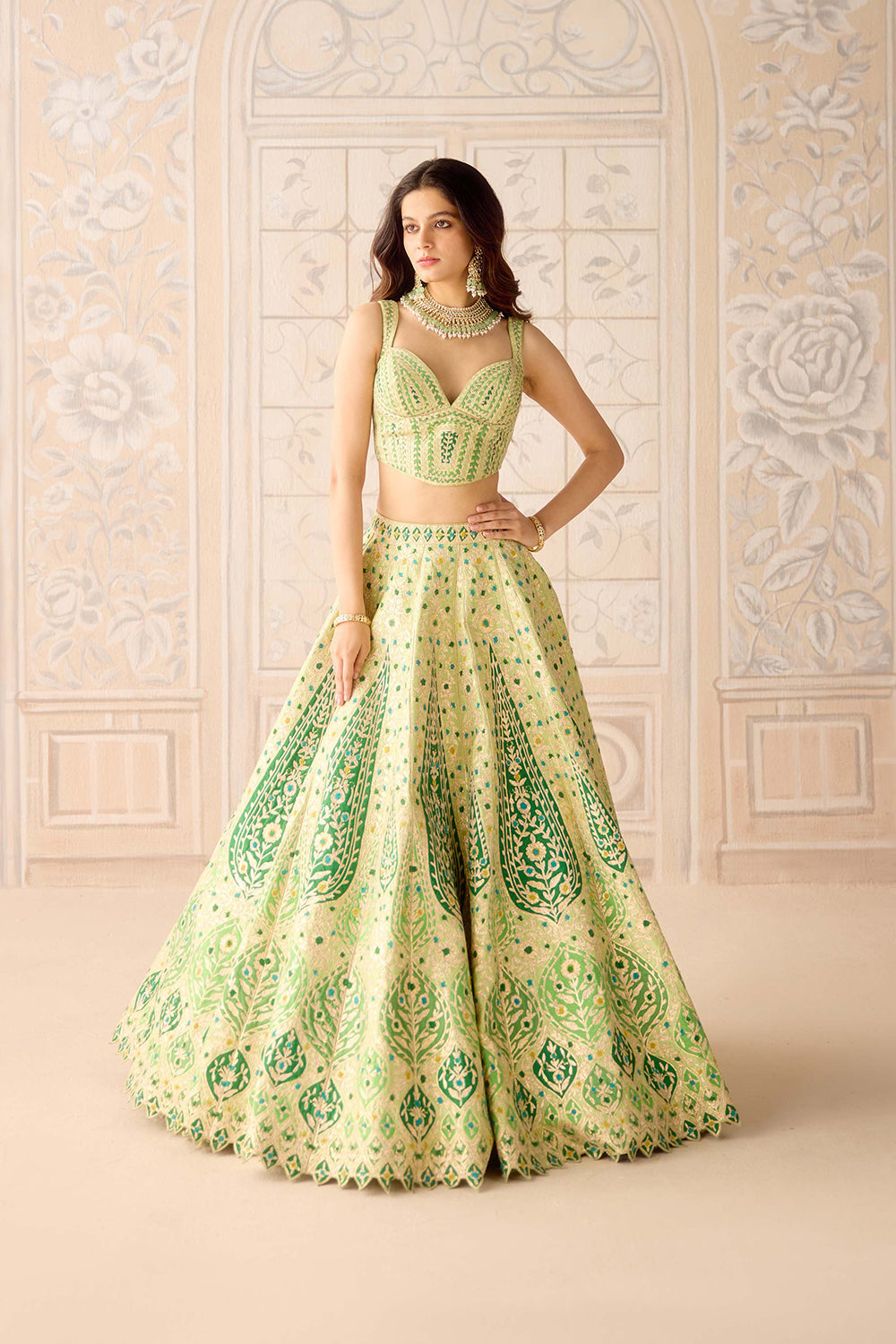 Butterfly Green Lehenga Set.