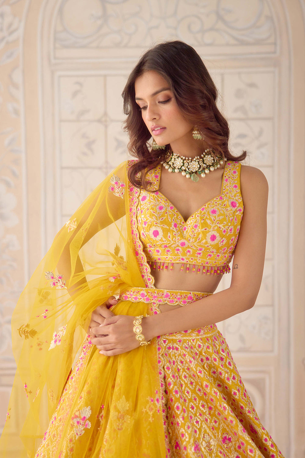 Mustard Yellow Lehenga Set.