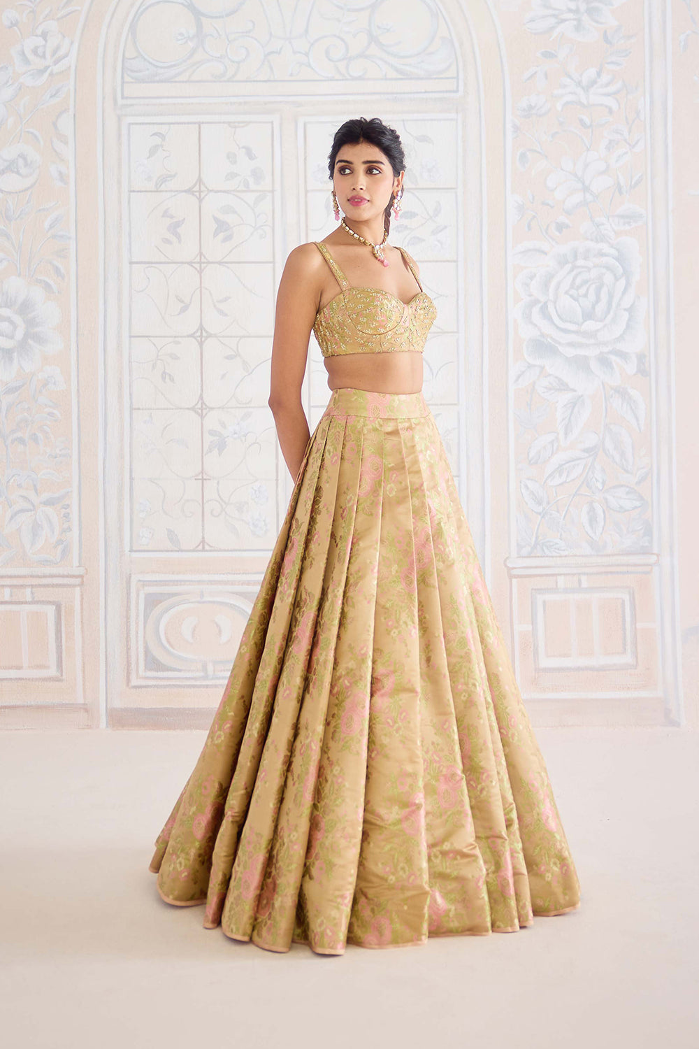 Gold Lehenga Set.