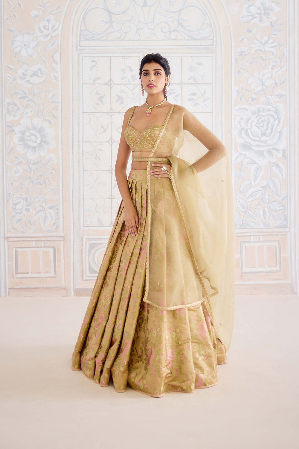 Gold Lehenga Set.