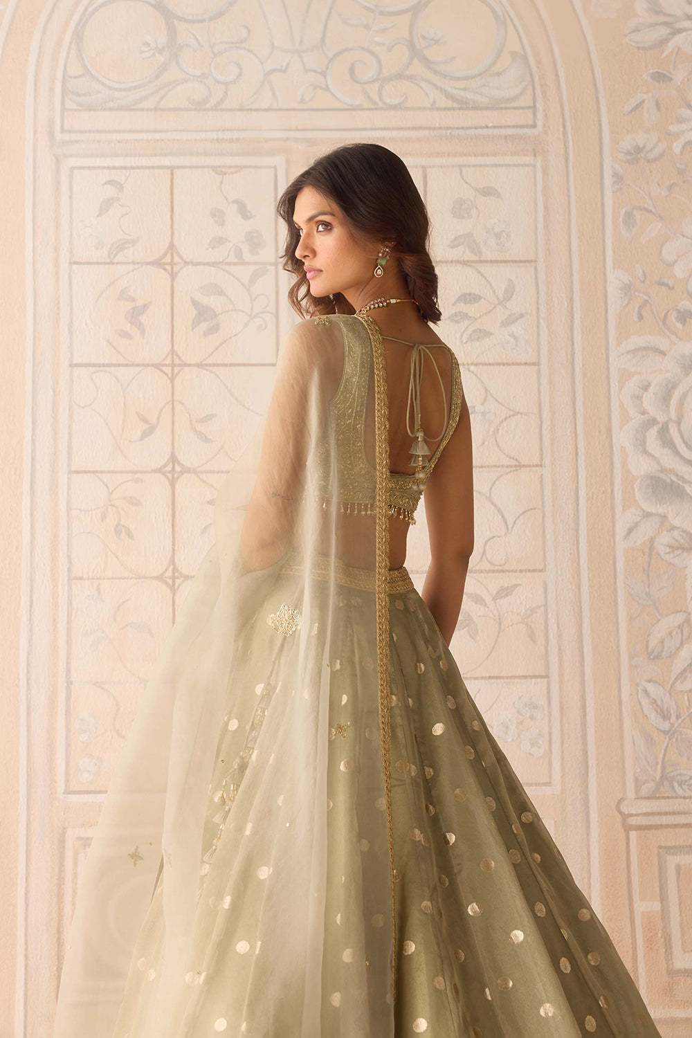 Smoke Green Lehenga Set.