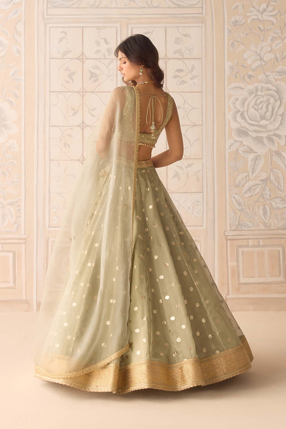 Smoke Green Lehenga Set.