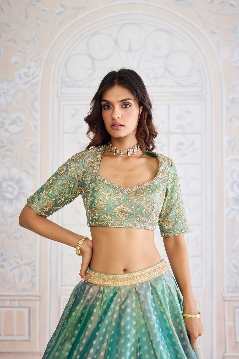 Dusty Turquoise Lehenga Set.