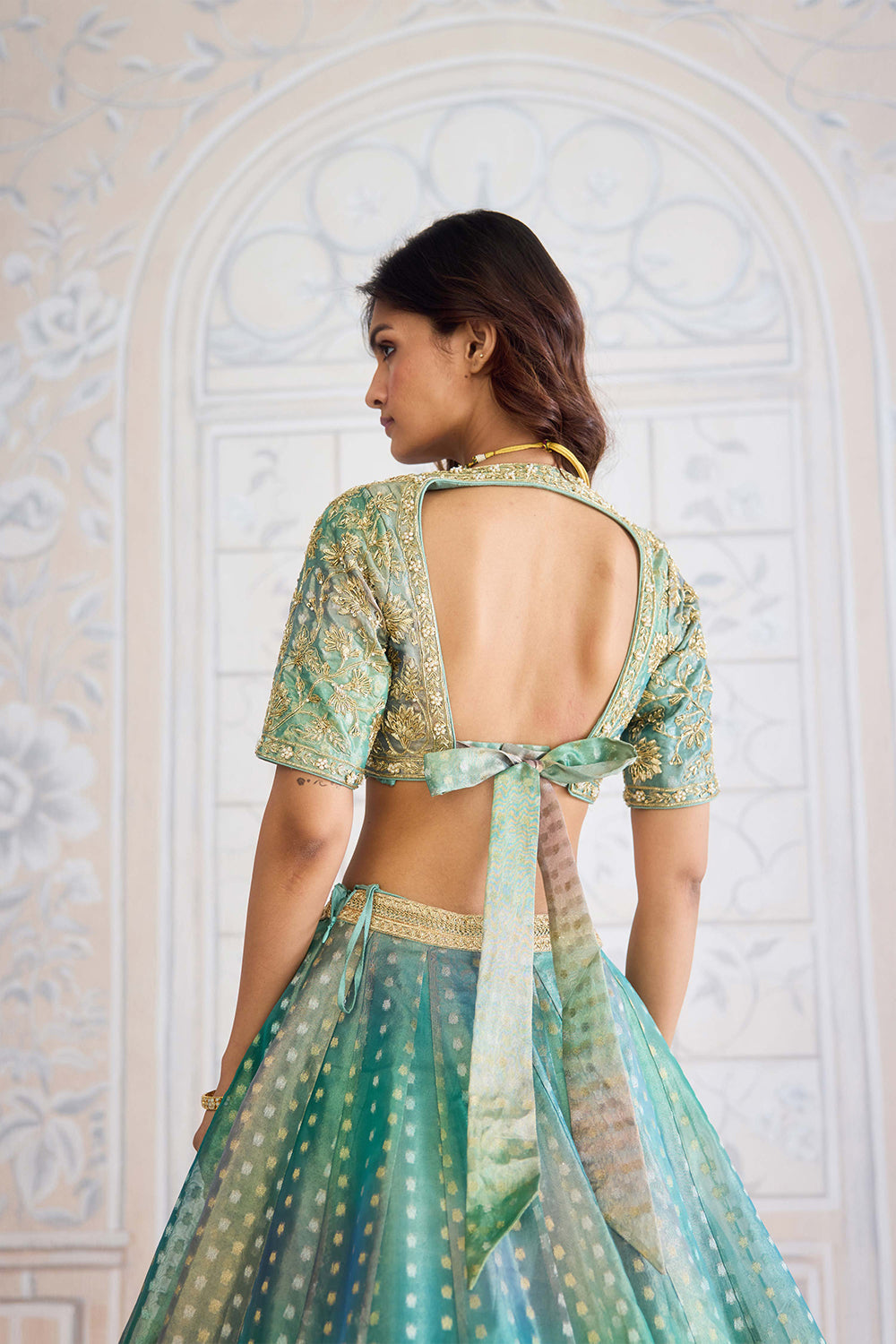 Dusty Turquoise Lehenga Set.