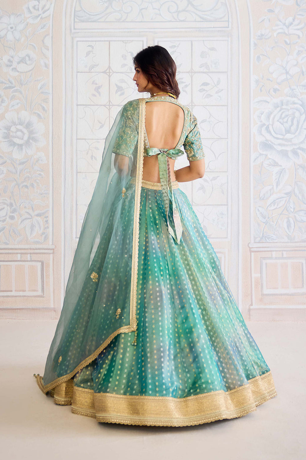 Dusty Turquoise Lehenga Set.