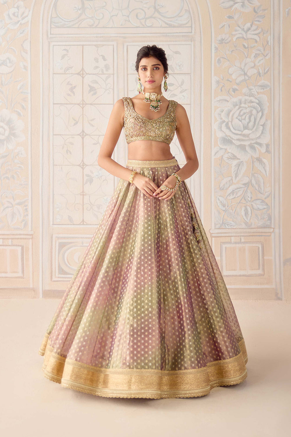 Dusty Rose Pink Lehenga Set.