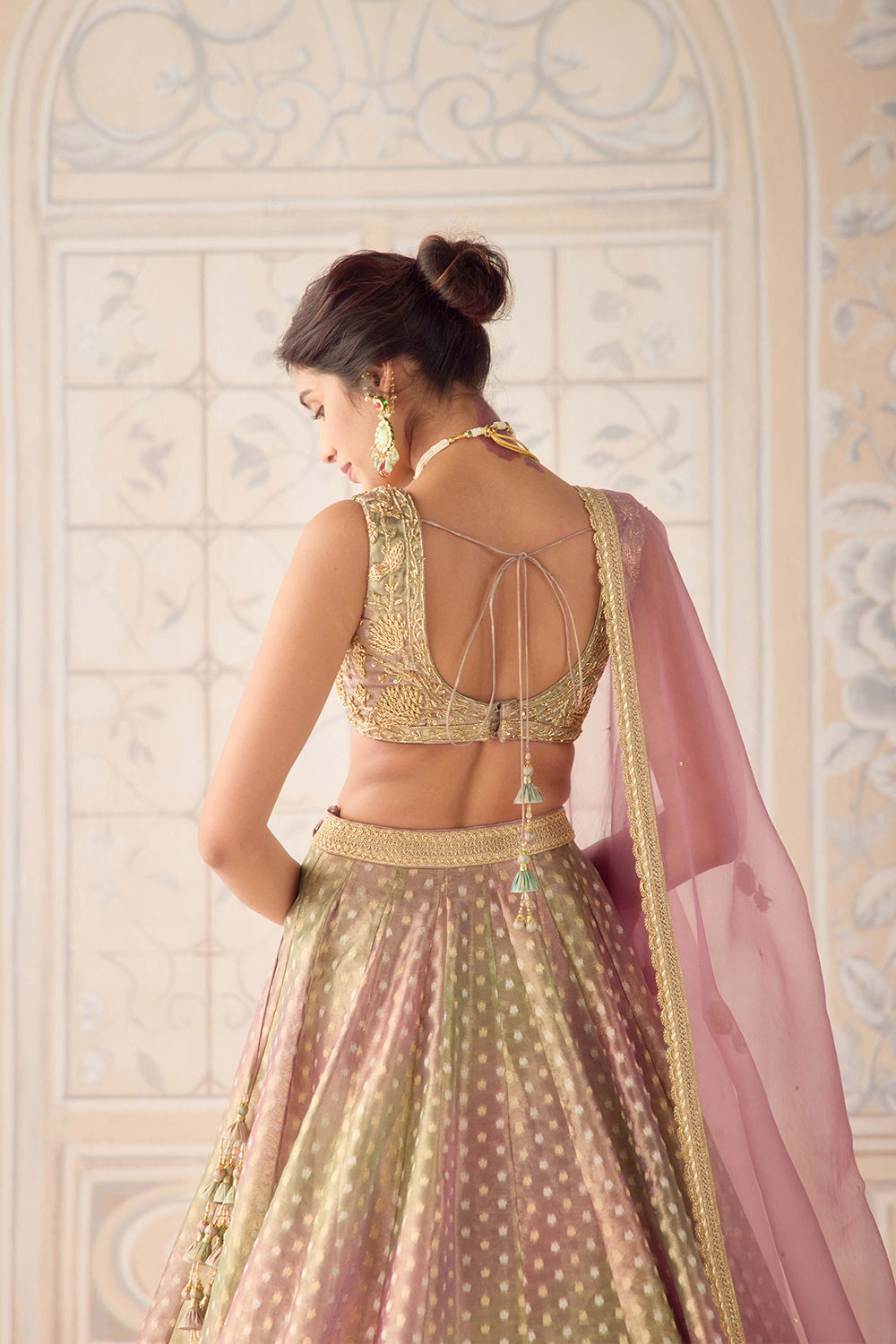 Dusty Rose Pink Lehenga Set.