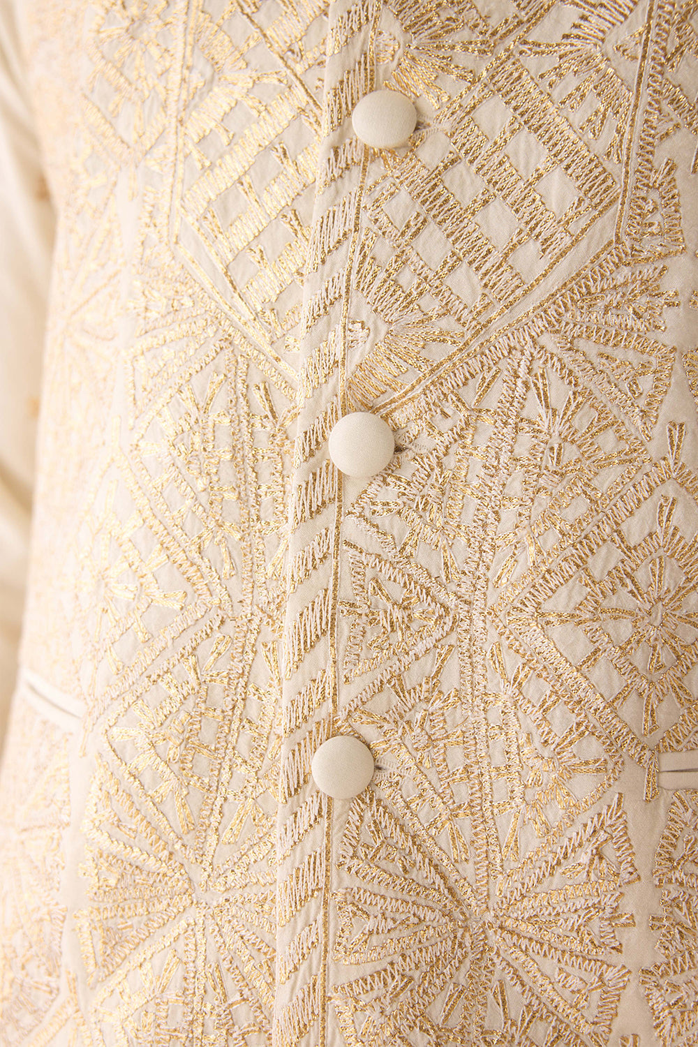 Egret Ivory Kurta & Waistcoat Set.