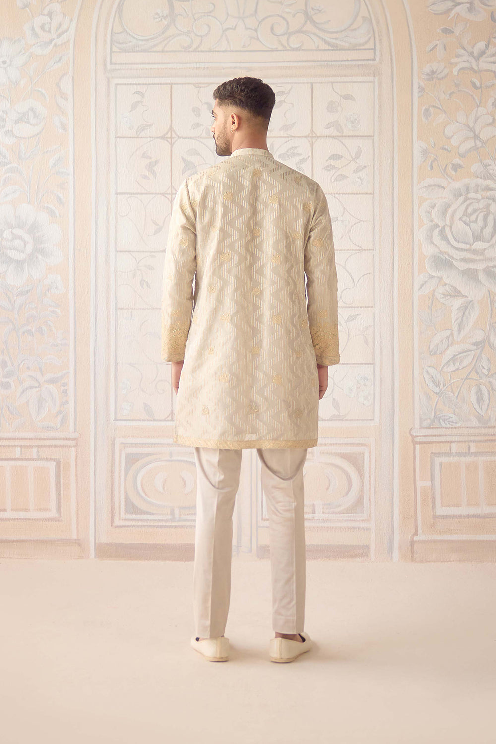 Birch Metallic Ivory Kurta Set.