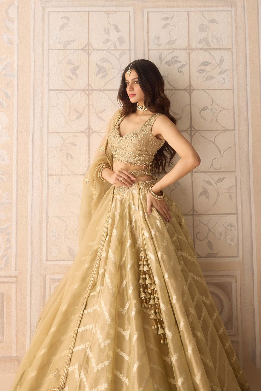 Gold Lehenga Set.