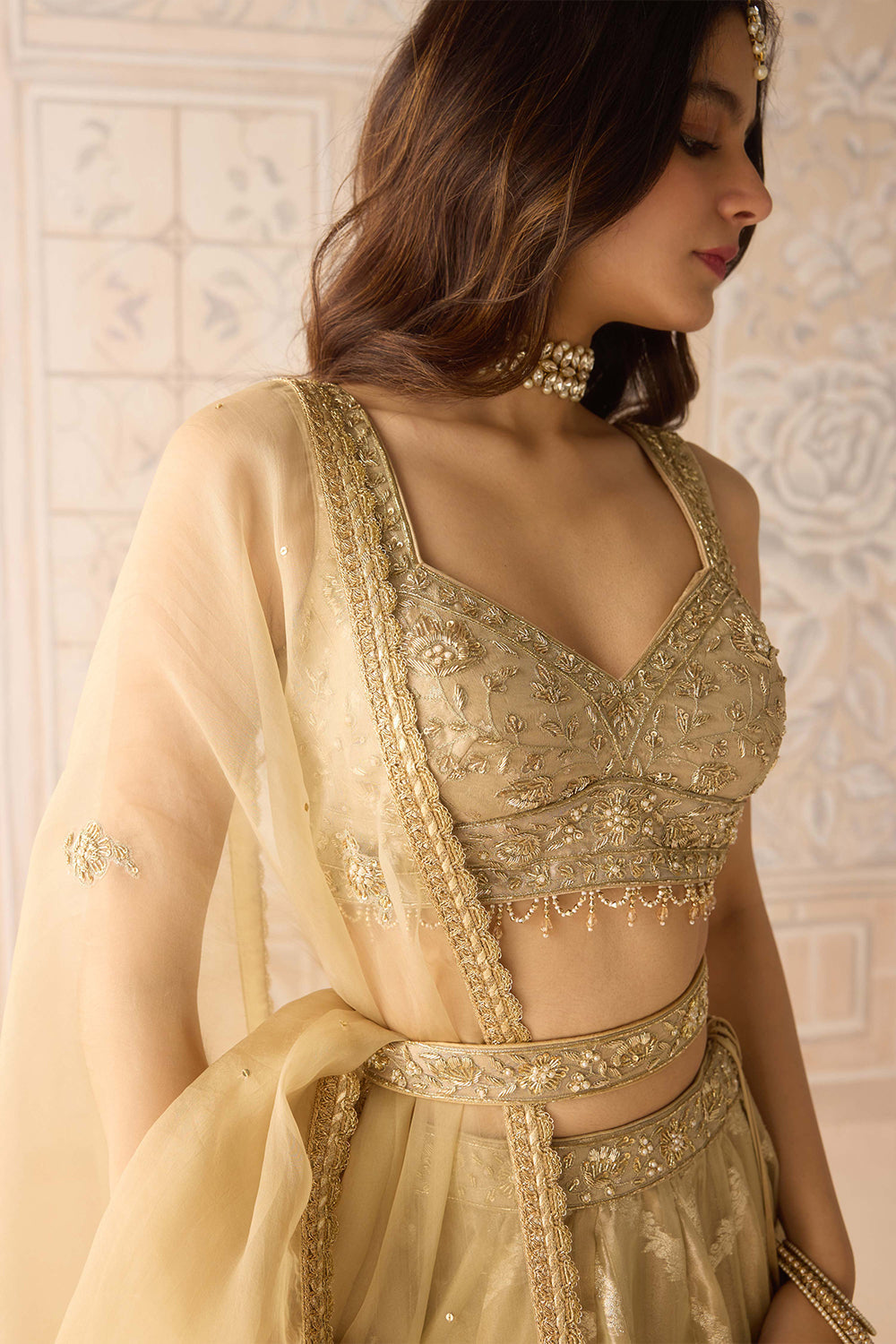 Gold Lehenga Set.