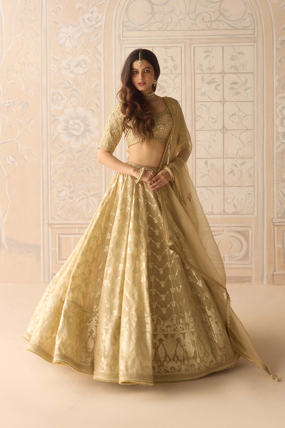Gold Lehenga Set.